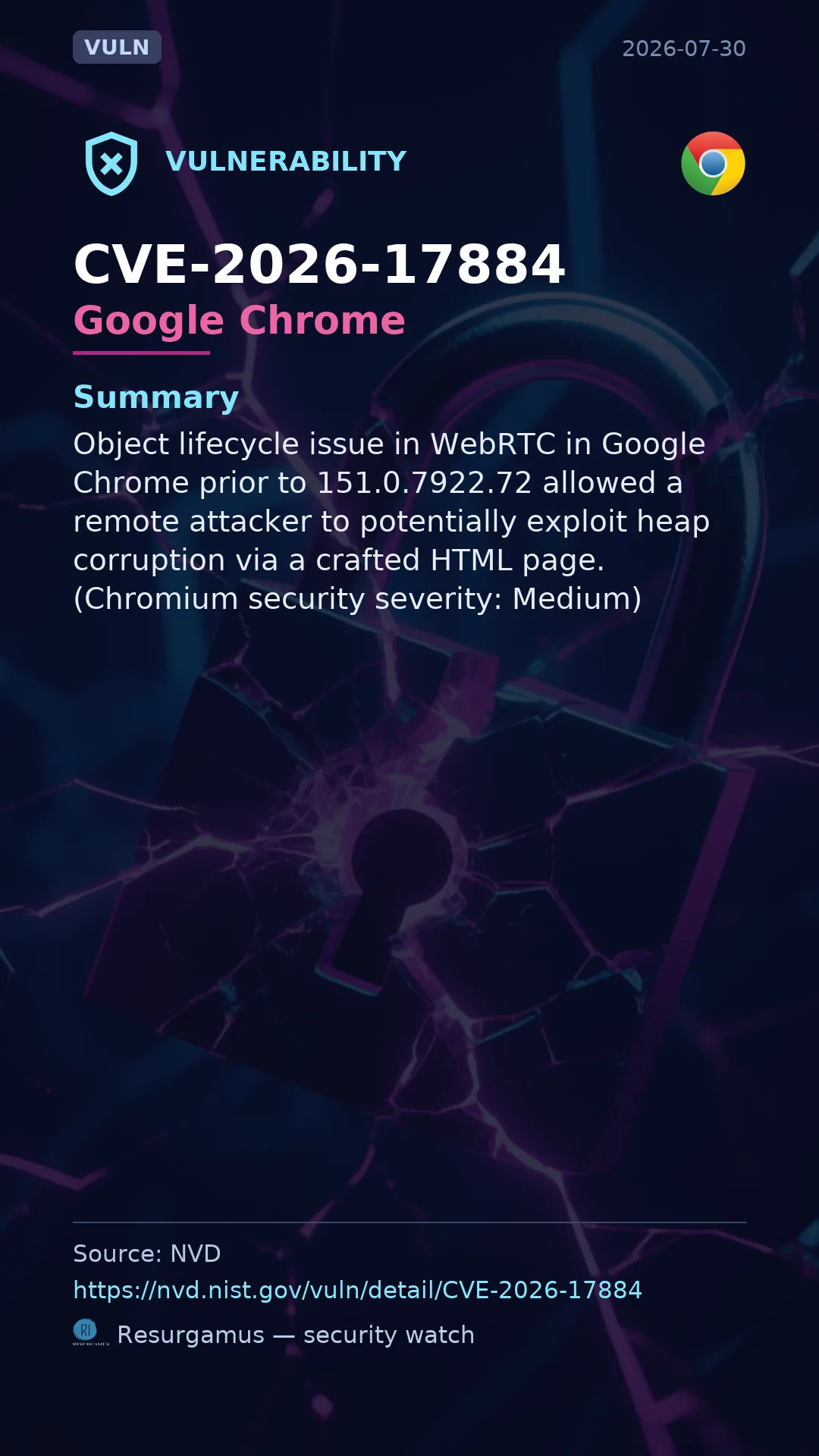 CVE-2026-17884 Google Chrome Vulnerability