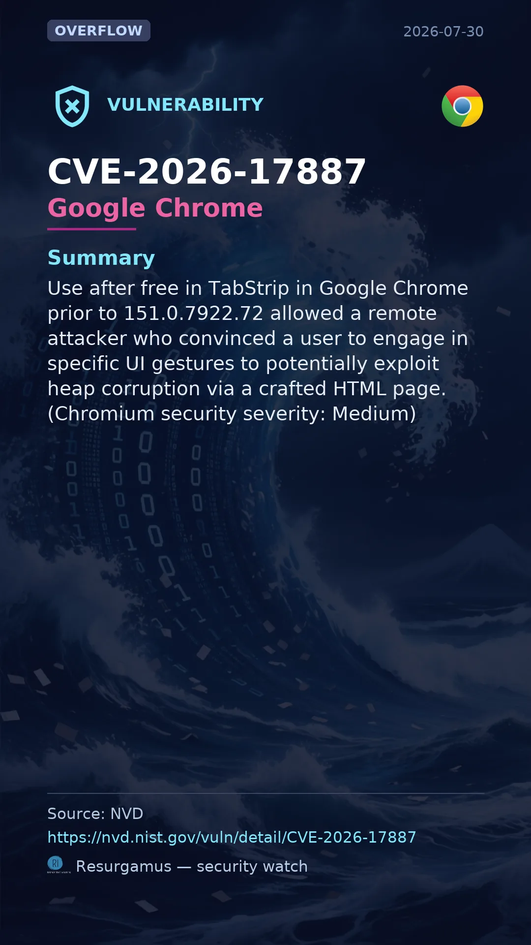 CVE-2026-17887 Google Chrome Vulnerability