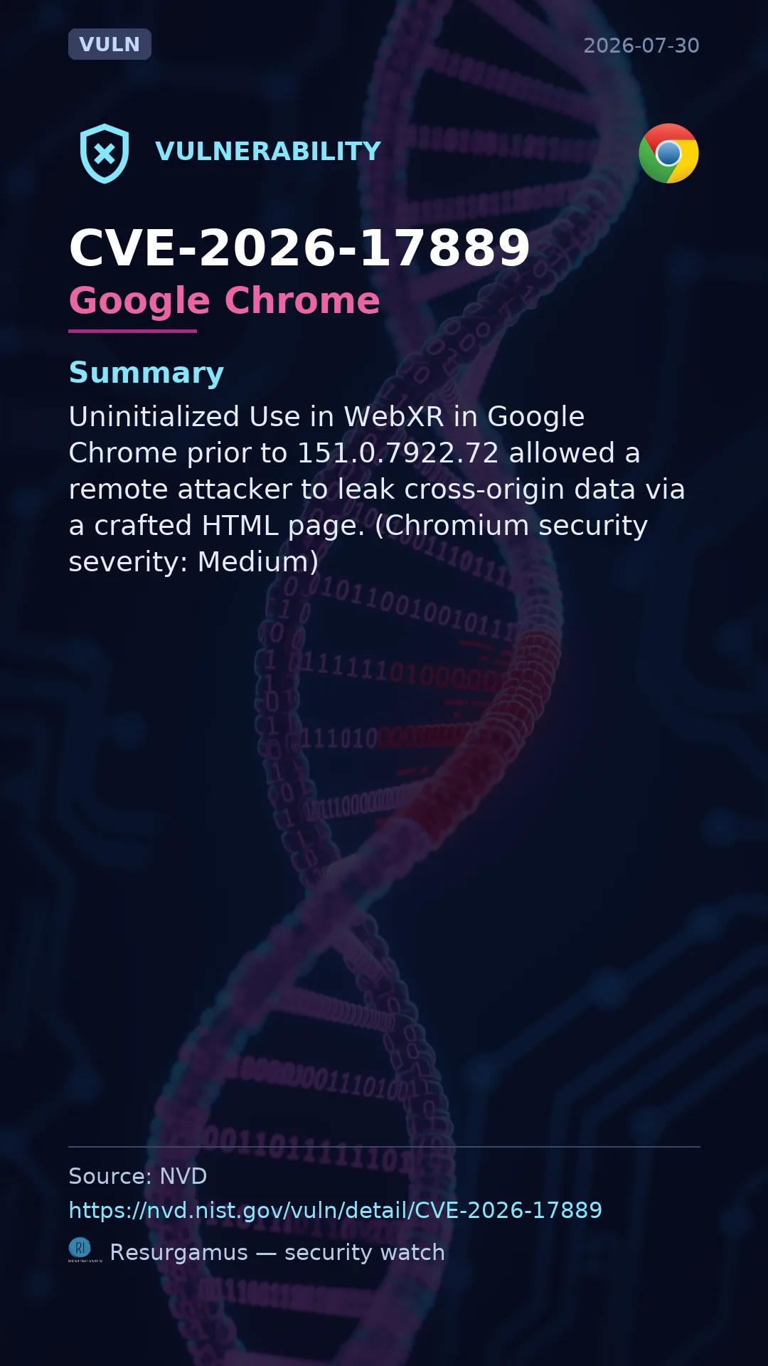 CVE-2026-17889 Google Chrome Vulnerability