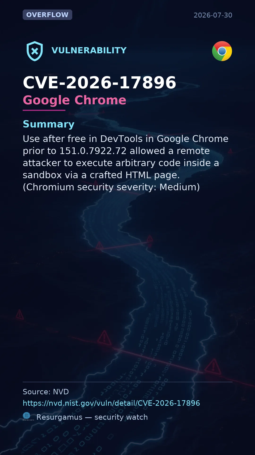 CVE-2026-17896 Google Chrome Vulnerability