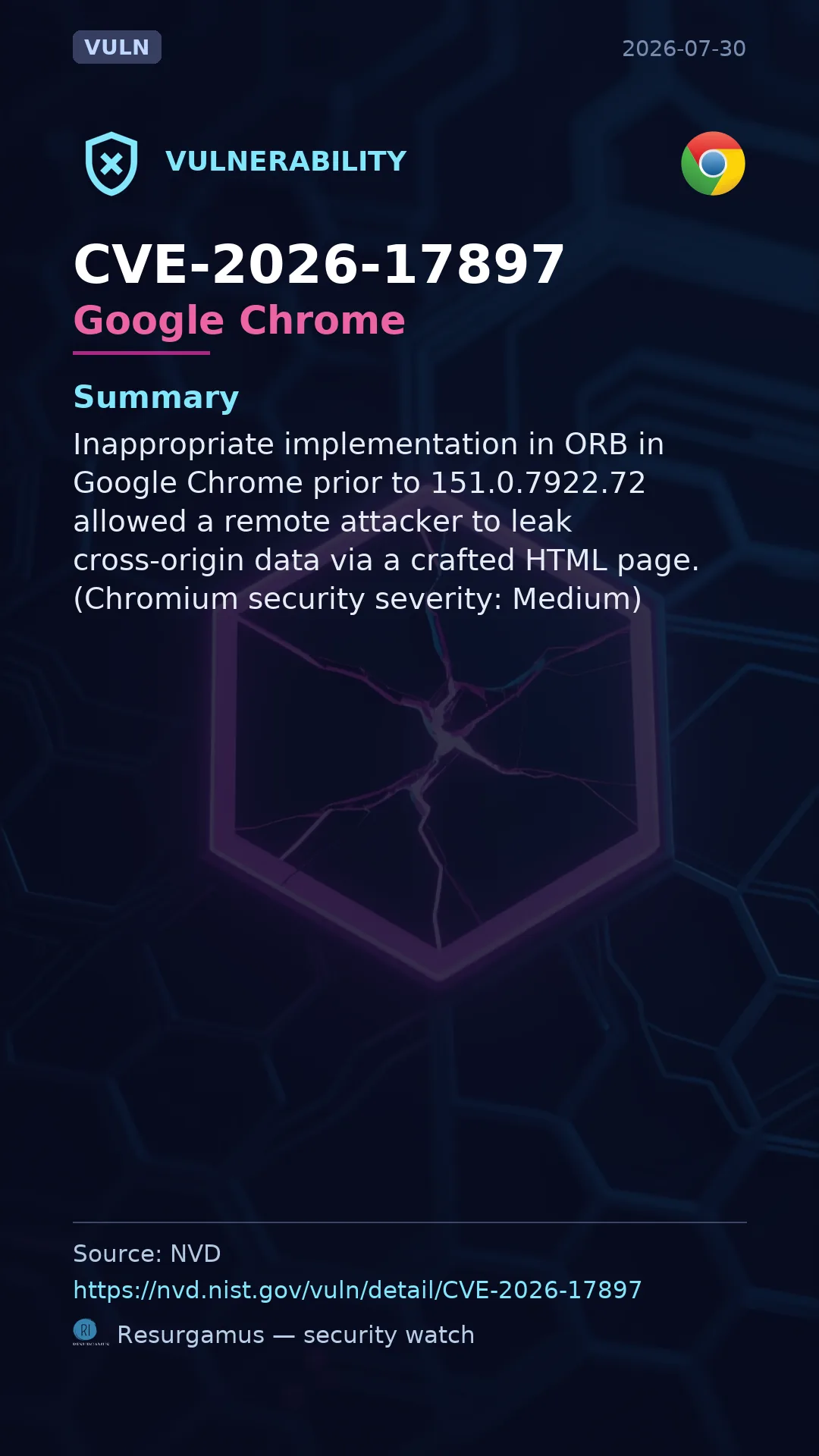 CVE-2026-17897 Google Chrome Vulnerability