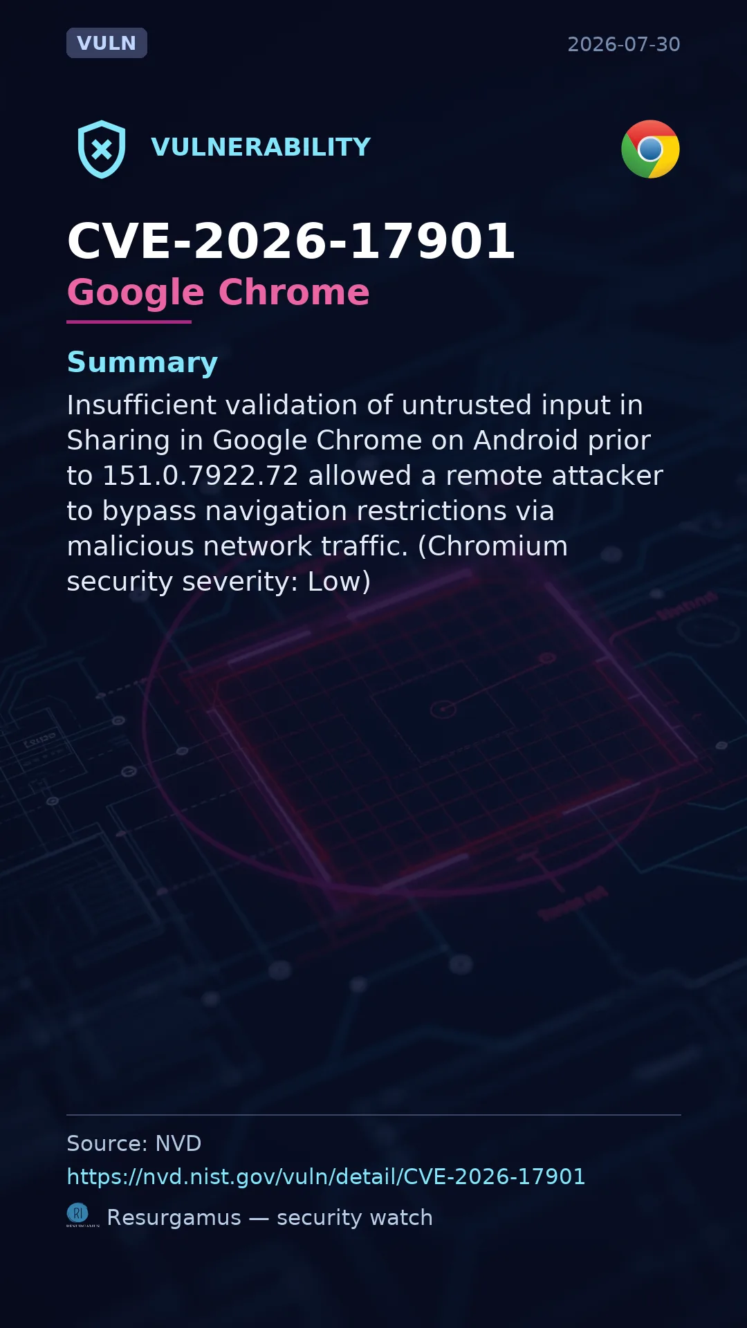 CVE-2026-17901 Google Chrome Vulnerability