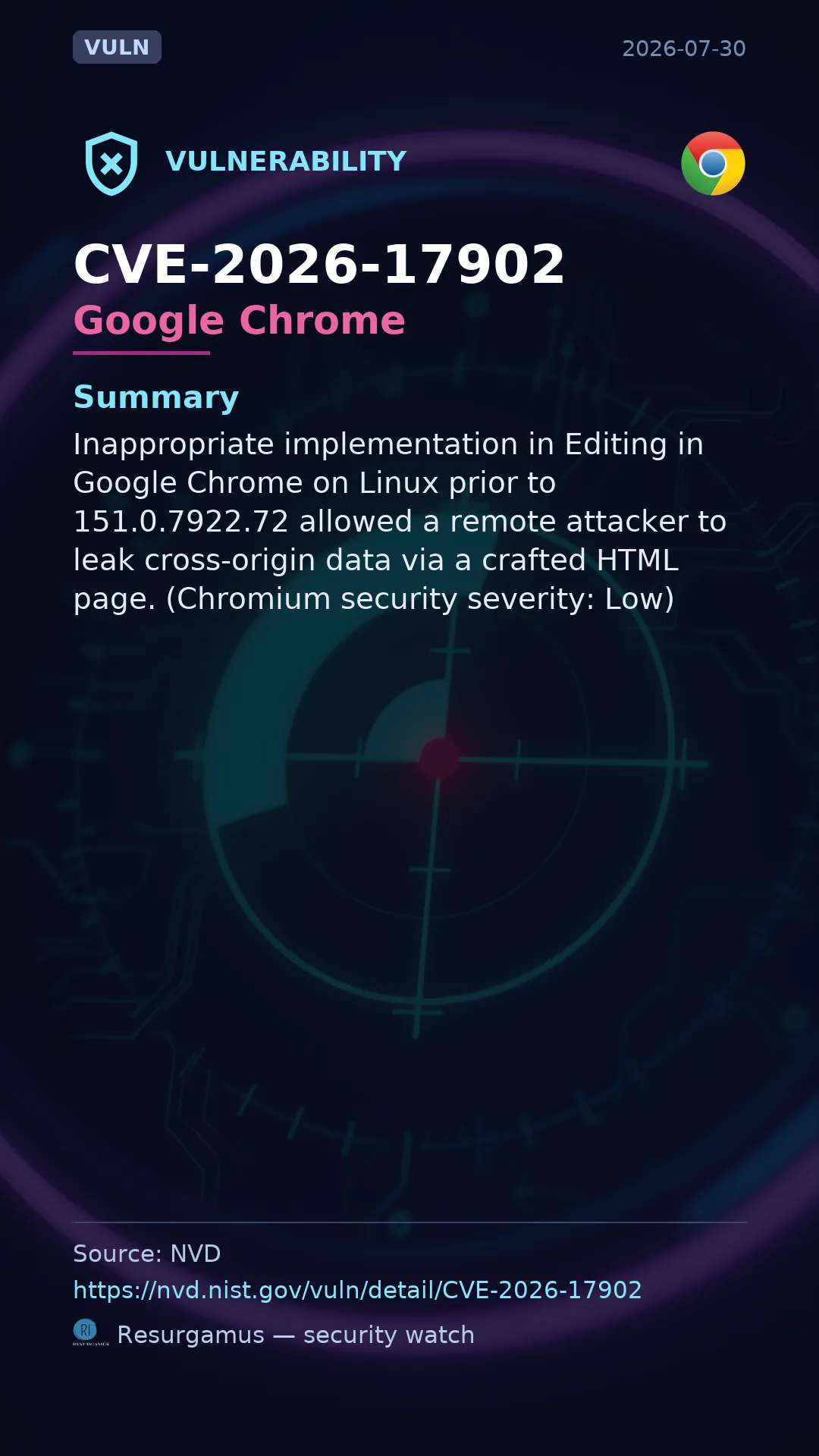 CVE-2026-17902 Google Chrome Vulnerability