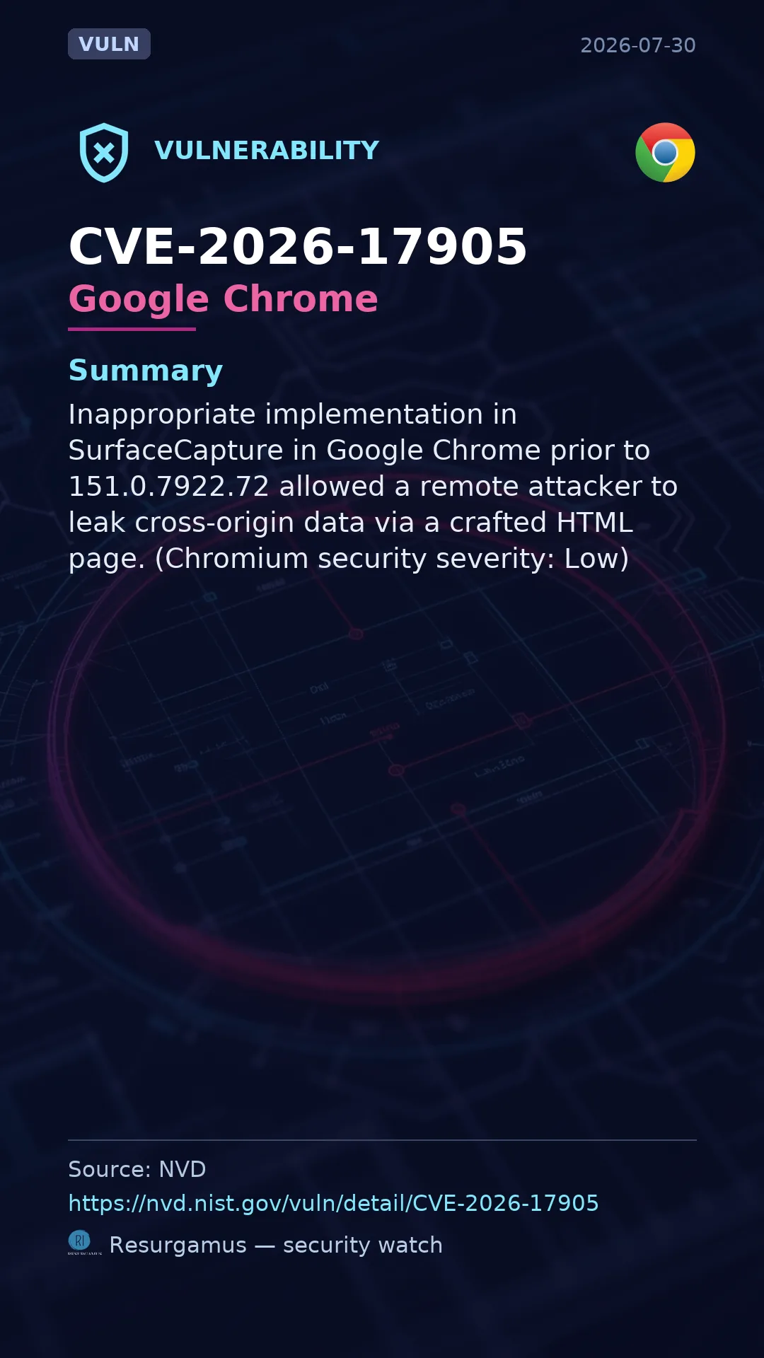 CVE-2026-17905 Google Chrome Vulnerability