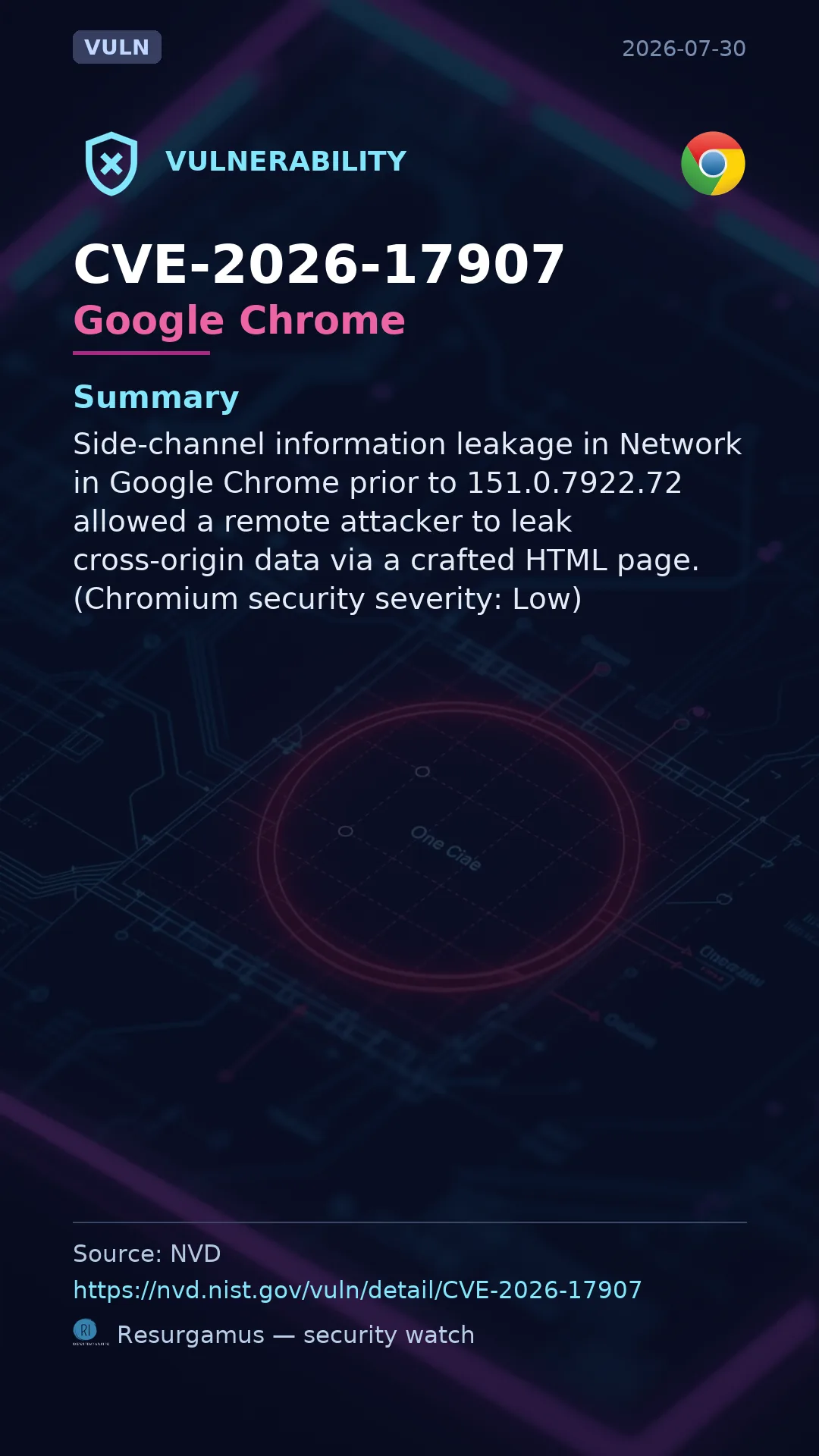 CVE-2026-17907 Google Chrome Vulnerability