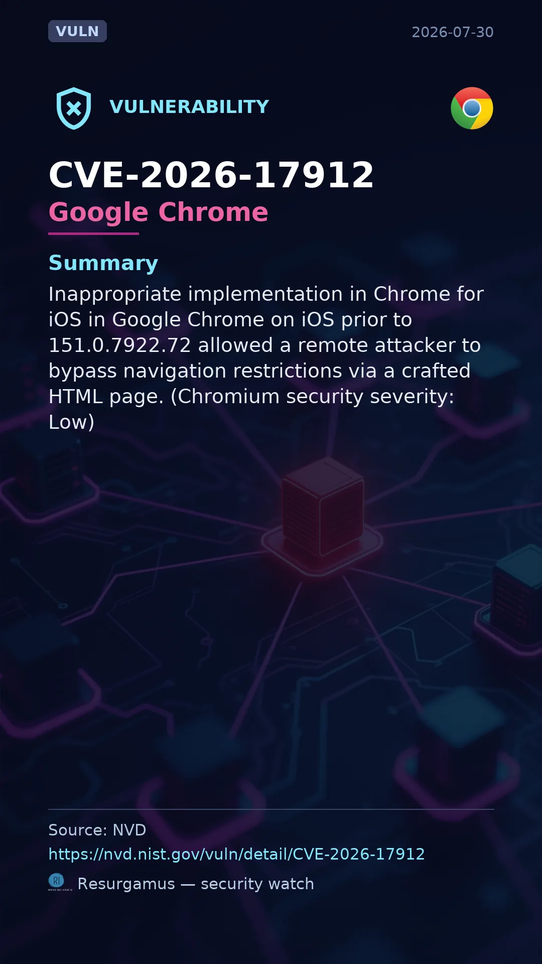 CVE-2026-17912 Google Chrome Vulnerability
