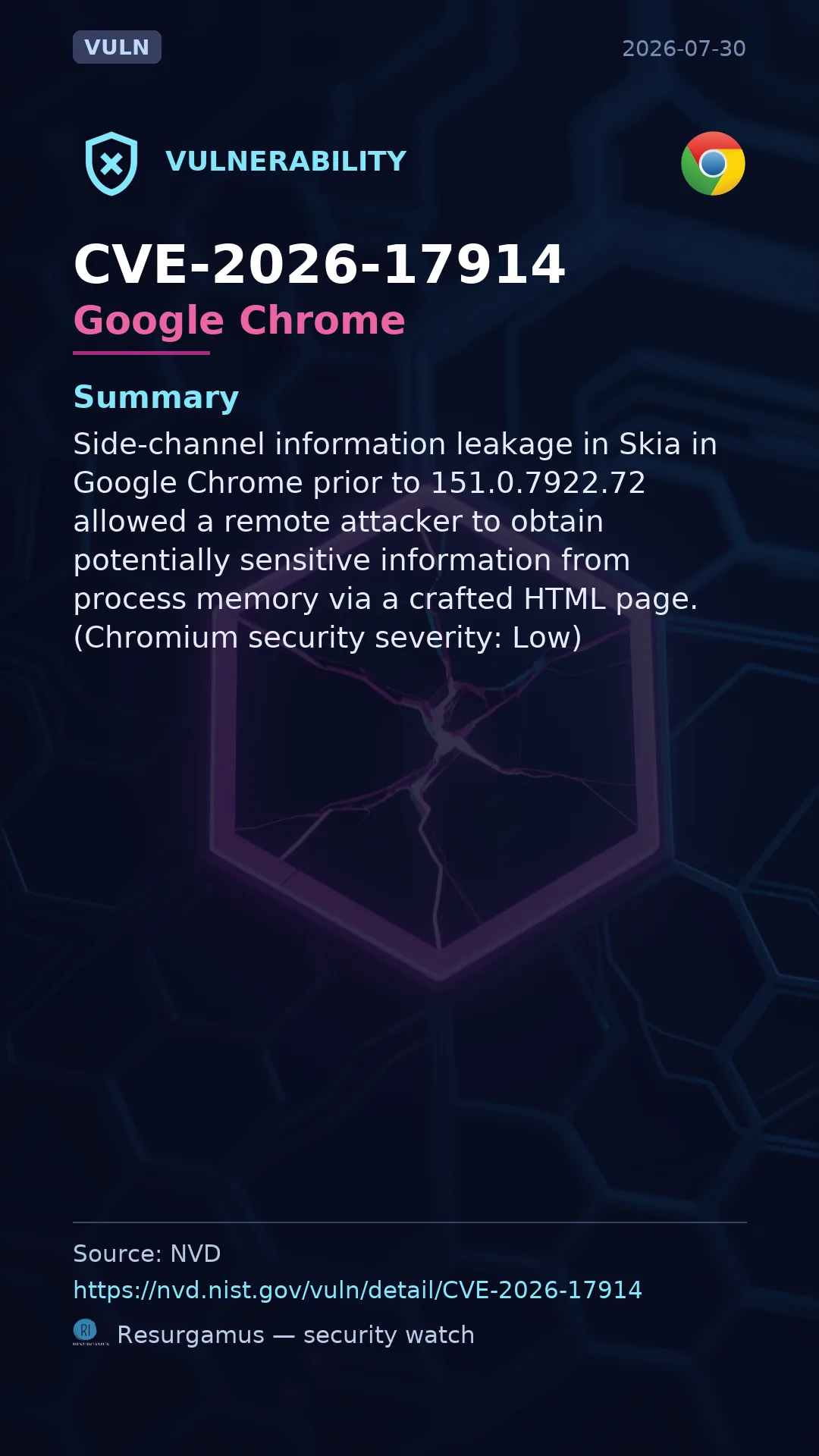 CVE-2026-17914 Google Chrome Vulnerability