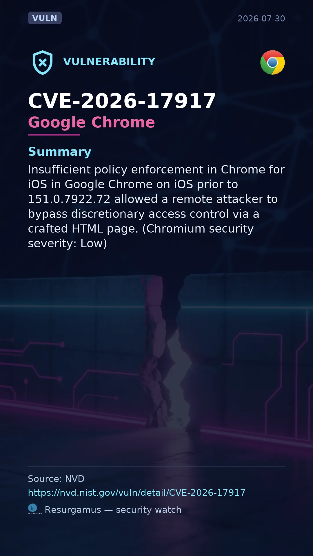 CVE-2026-17917 Google Chrome Vulnerability