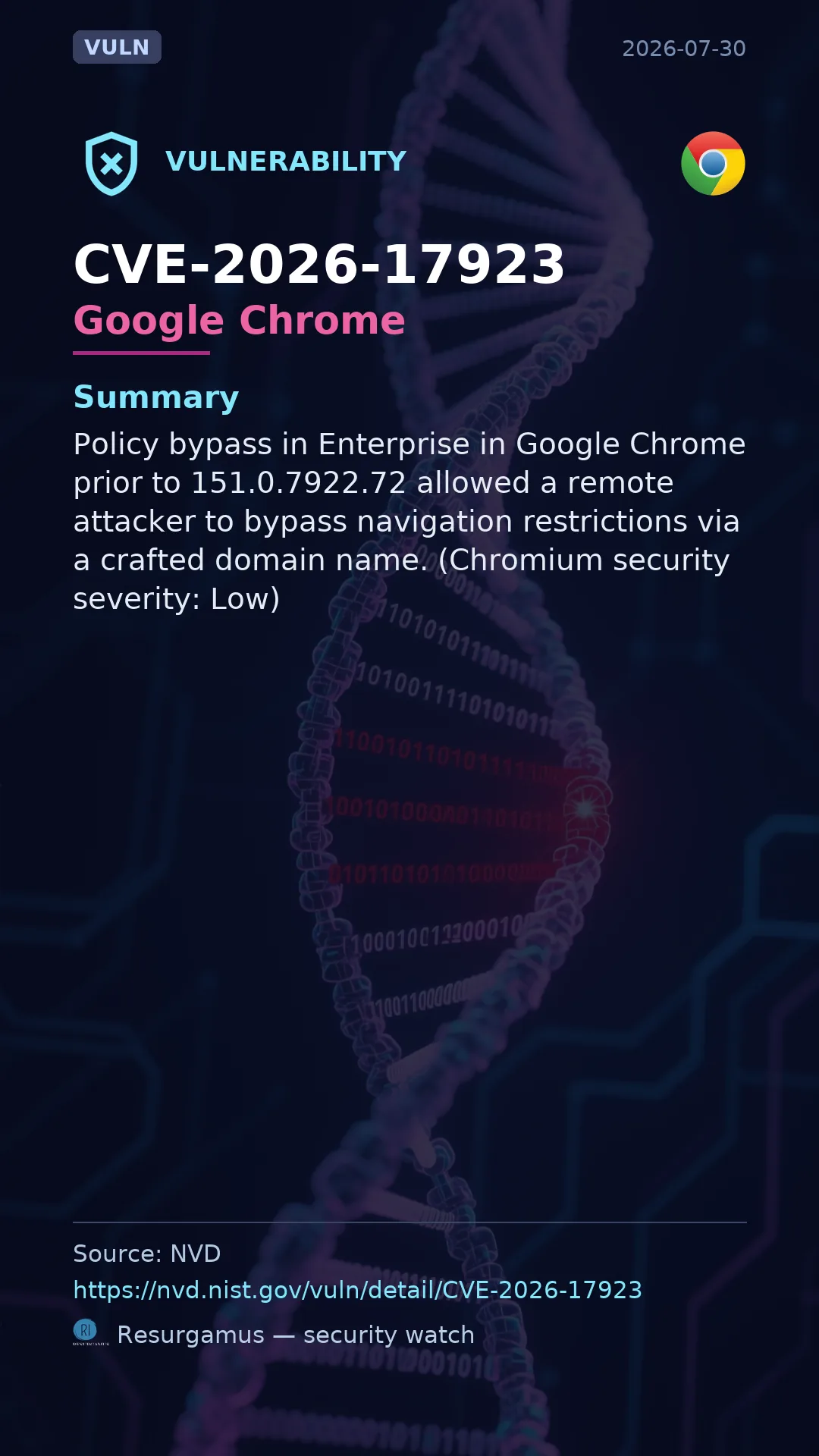 CVE-2026-17923 Google Chrome Vulnerability