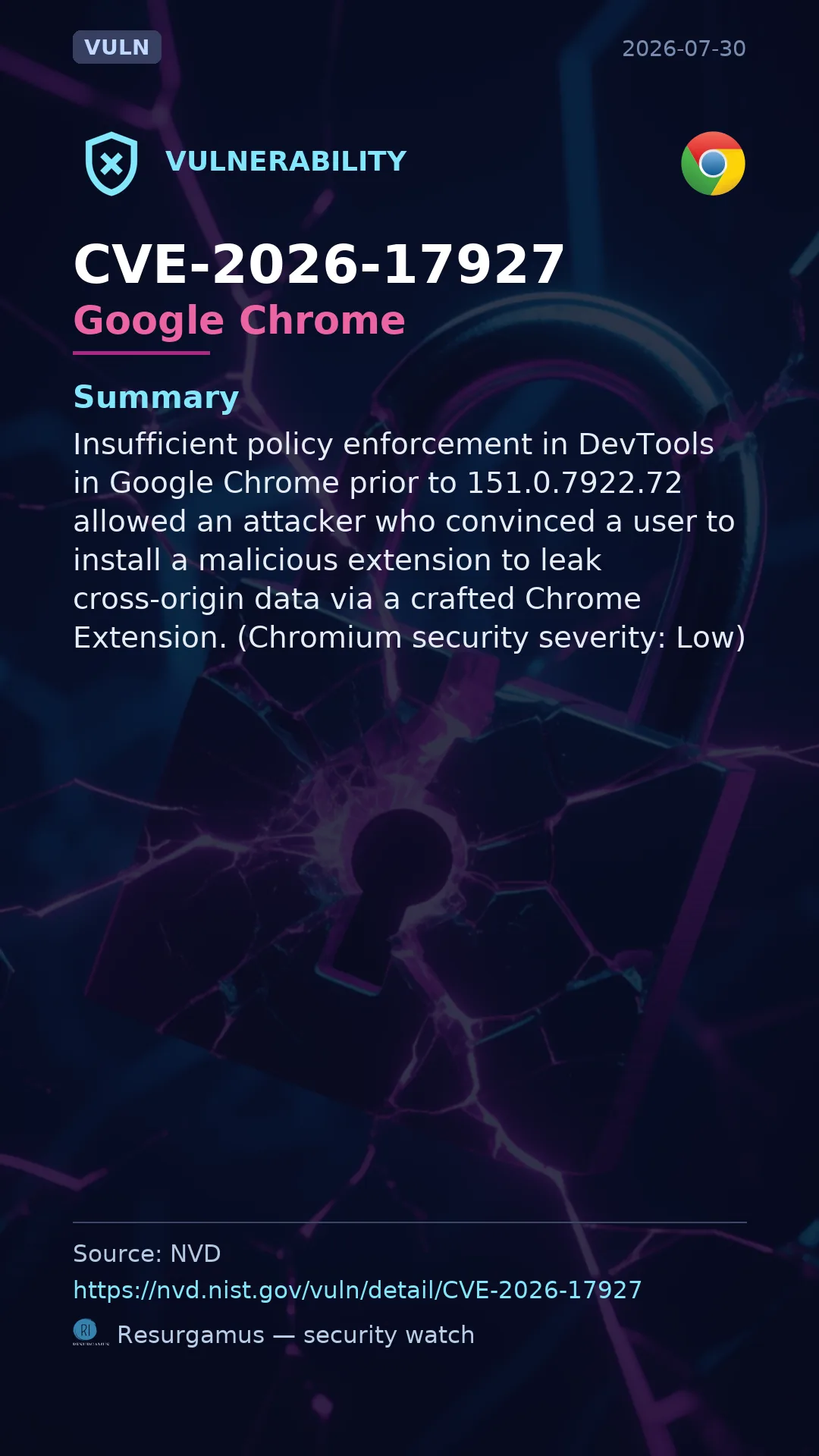 CVE-2026-17927 Google Chrome Vulnerability