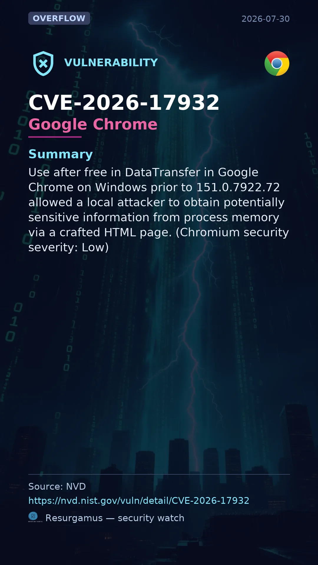 CVE-2026-17932 Google Chrome Vulnerability