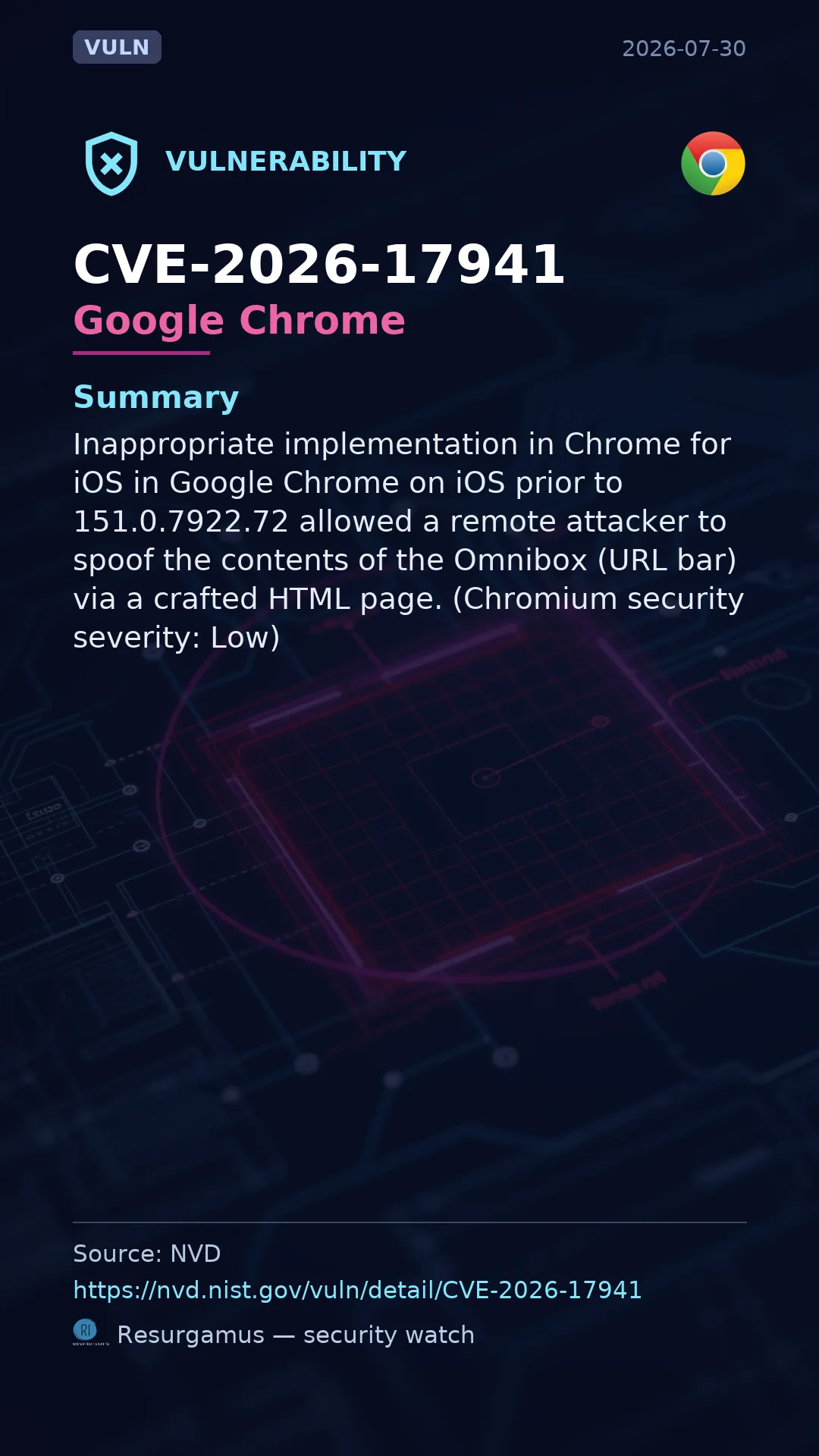 CVE-2026-17941 Google Chrome Vulnerability
