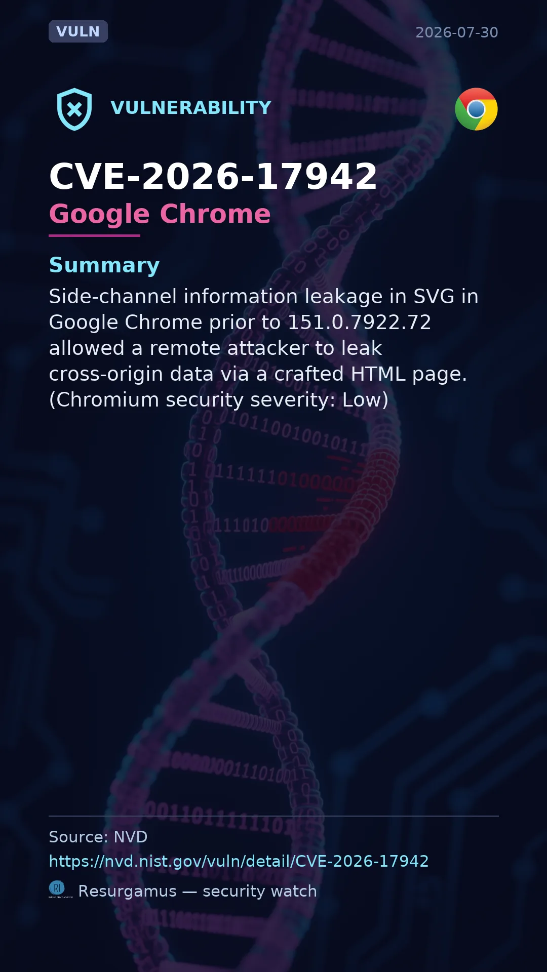 CVE-2026-17942 Google Chrome Vulnerability