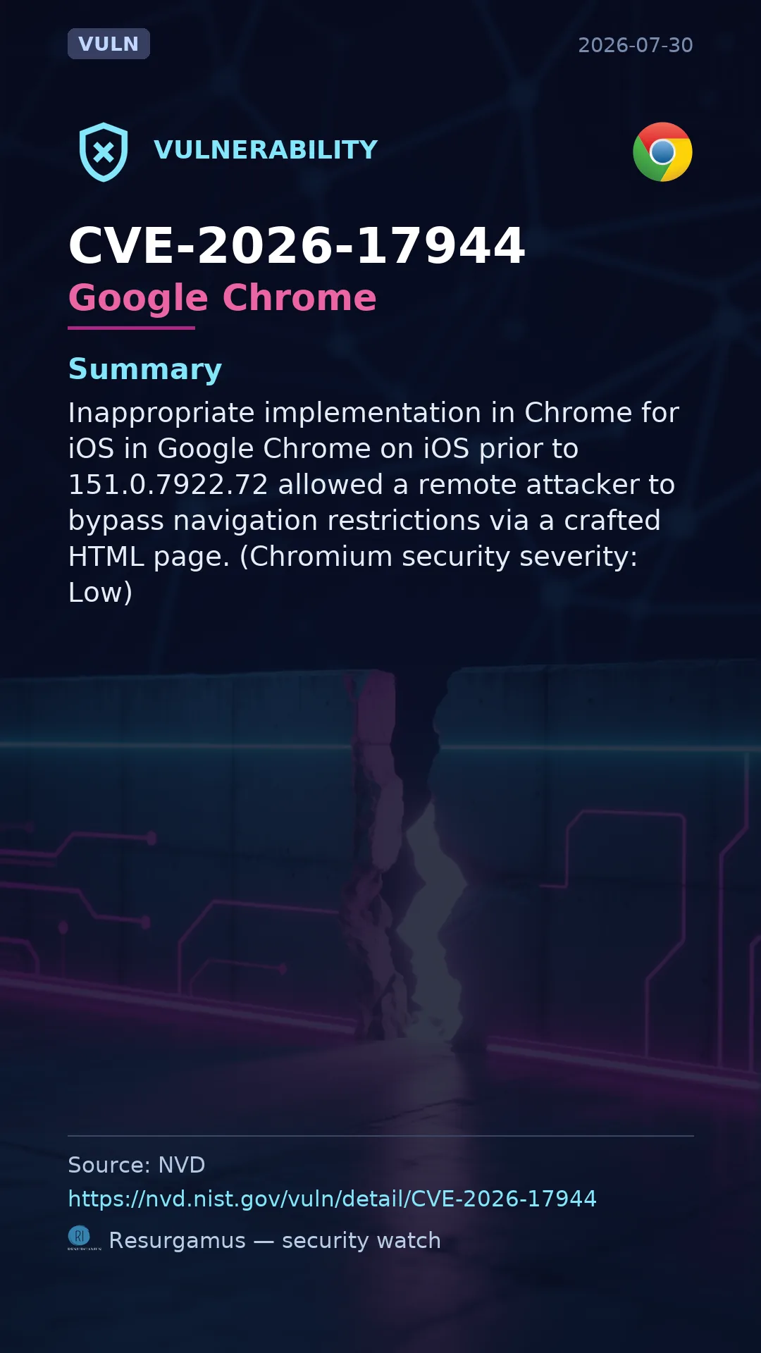 CVE-2026-17944 Google Chrome Vulnerability
