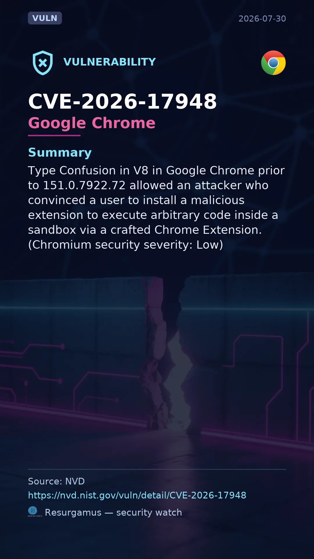 CVE-2026-17948 Google Chrome Vulnerability