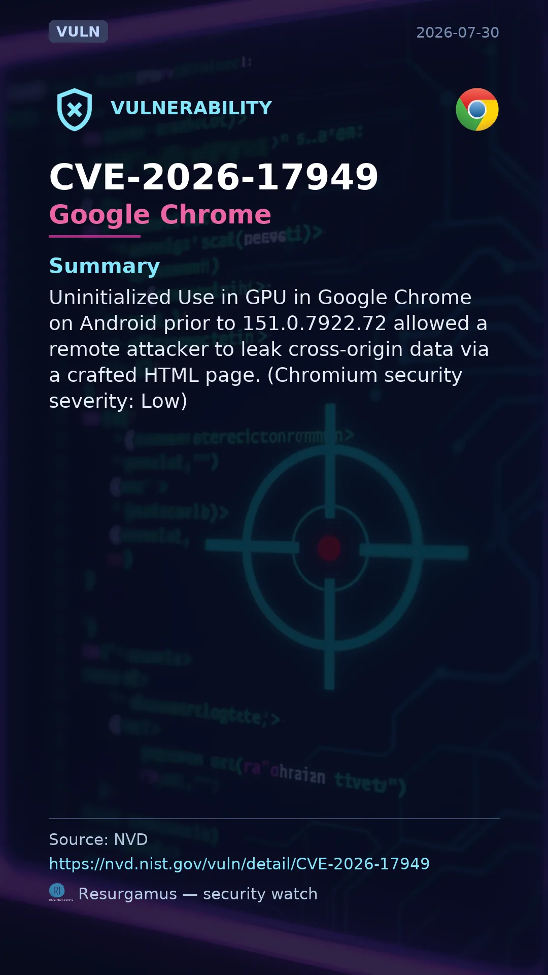 CVE-2026-17949 Google Chrome Vulnerability