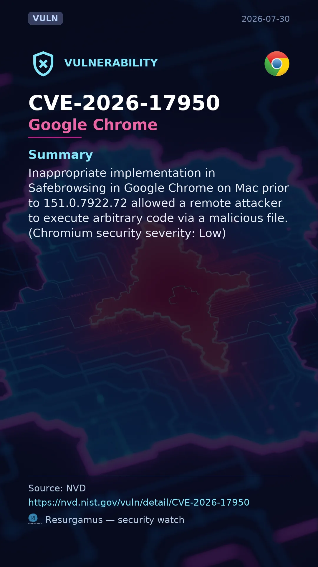 CVE-2026-17950 Google Chrome Vulnerability
