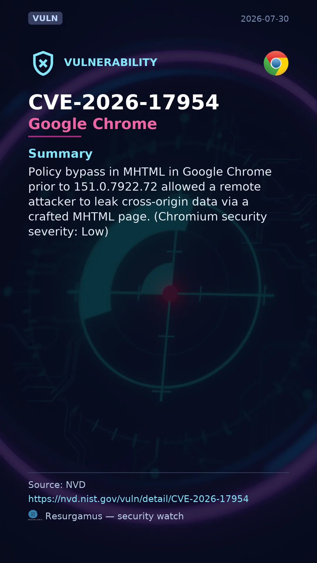 CVE-2026-17954 Google Chrome Vulnerability