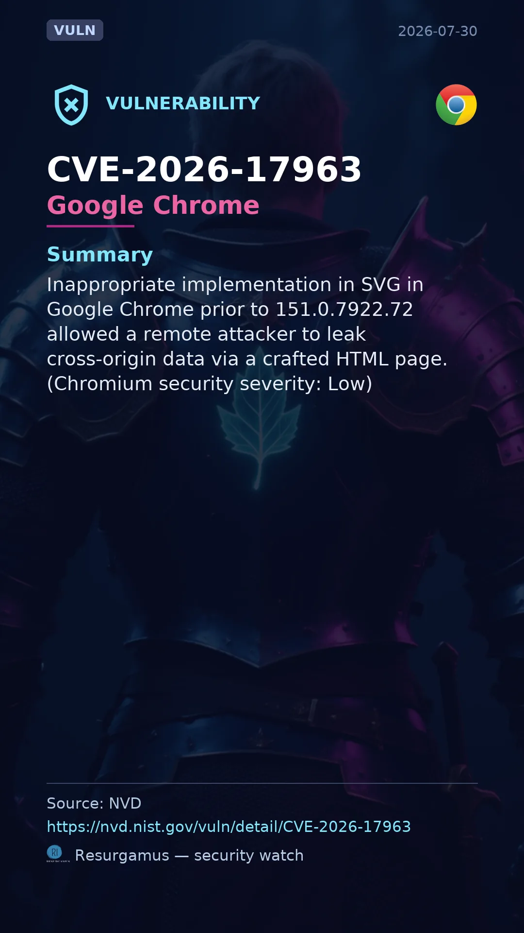 CVE-2026-17963 Google Chrome Vulnerability