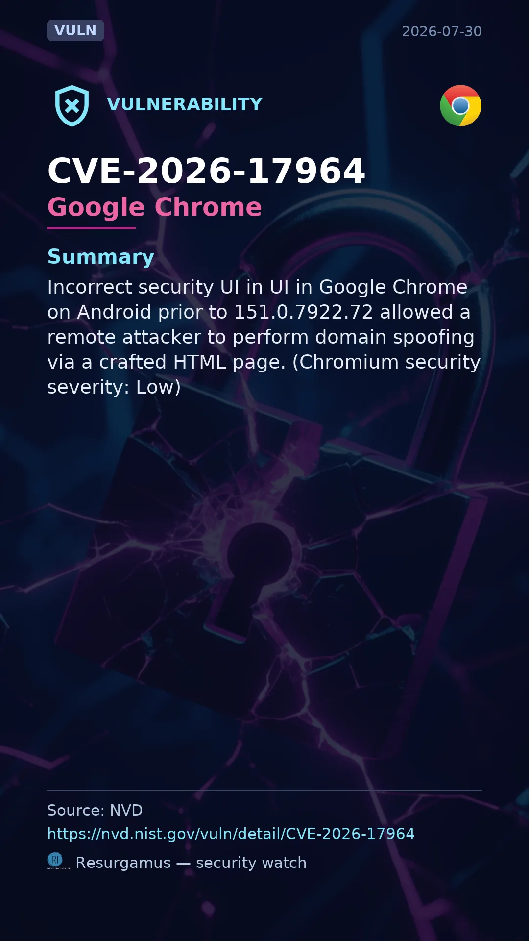 CVE-2026-17964 Google Chrome Vulnerability