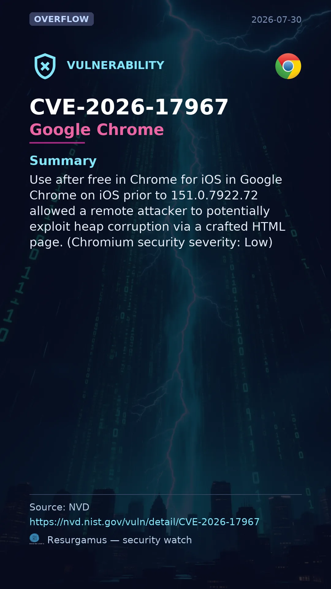 CVE-2026-17967 Google Chrome Vulnerability