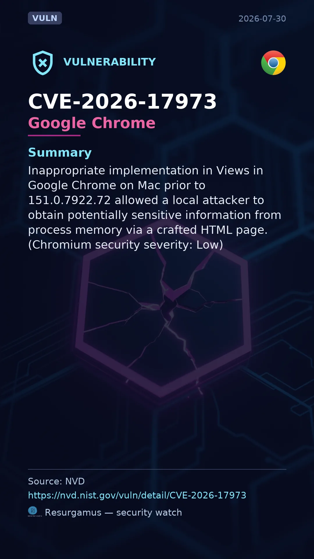 CVE-2026-17973 Google Chrome Vulnerability