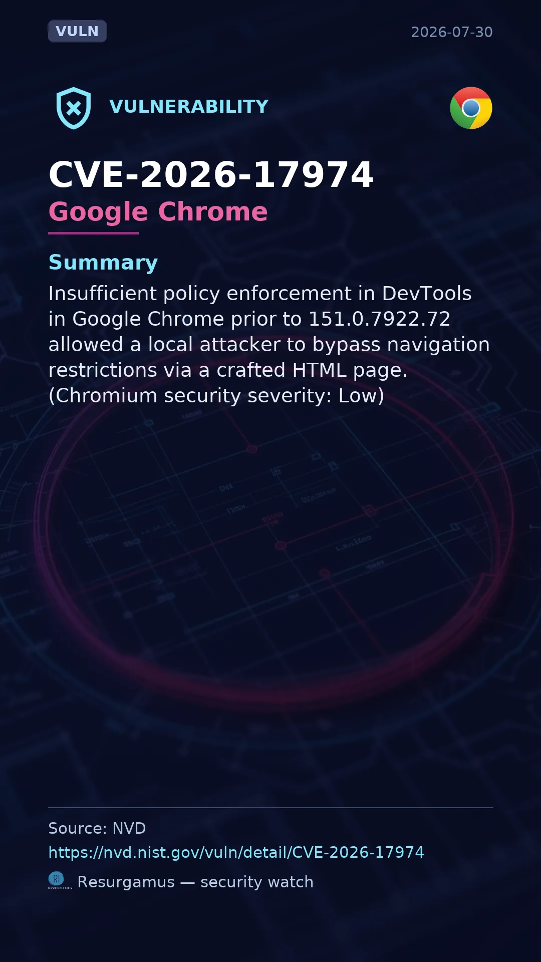 CVE-2026-17974 Google Chrome Vulnerability