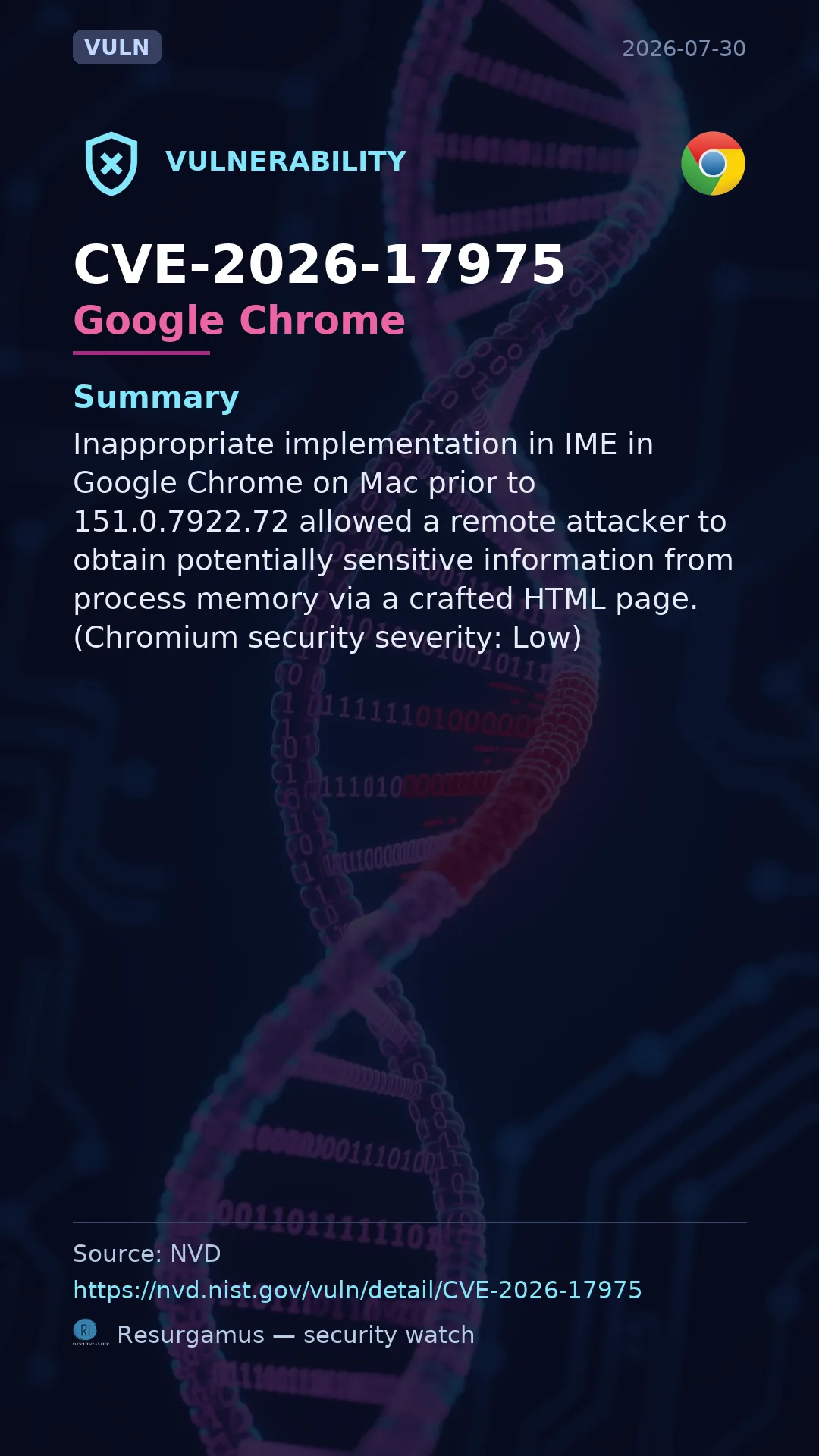 CVE-2026-17975 Google Chrome Vulnerability