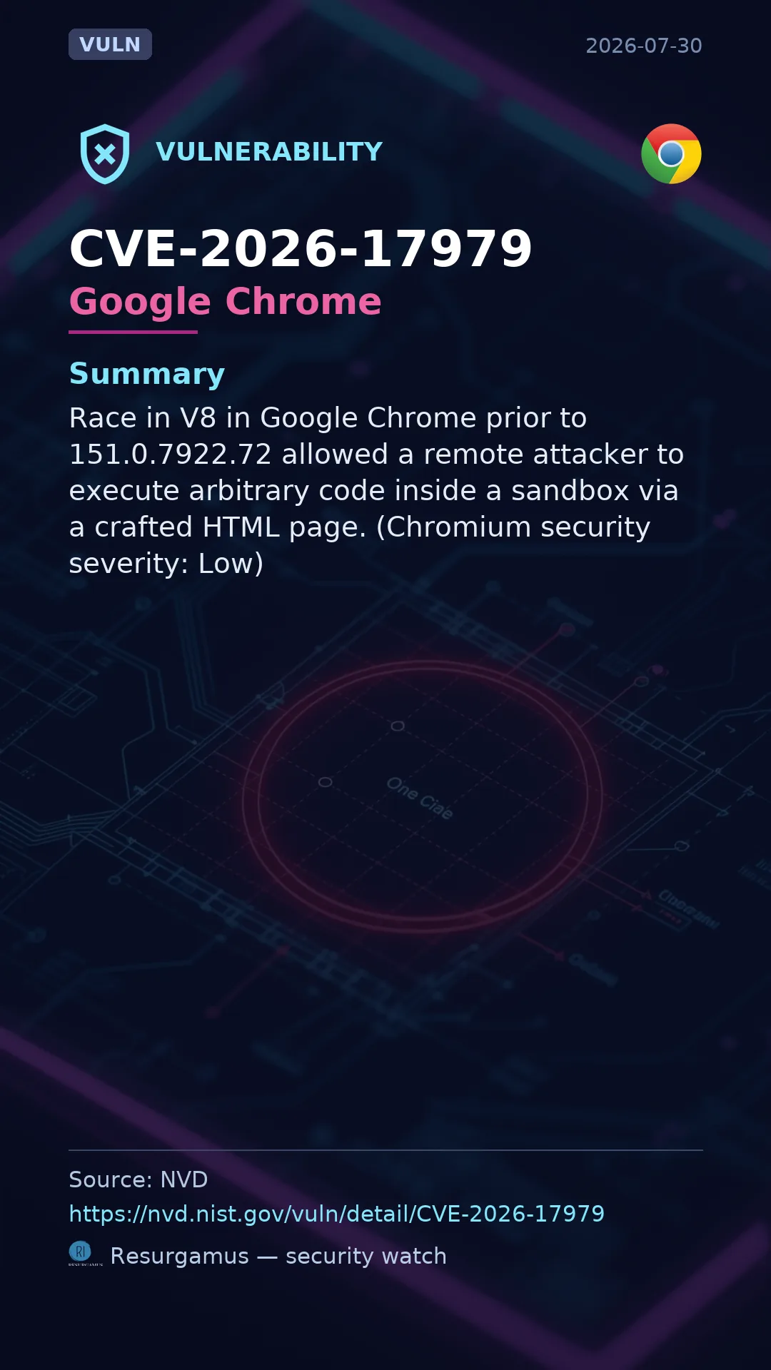 CVE-2026-17979 Google Chrome Vulnerability