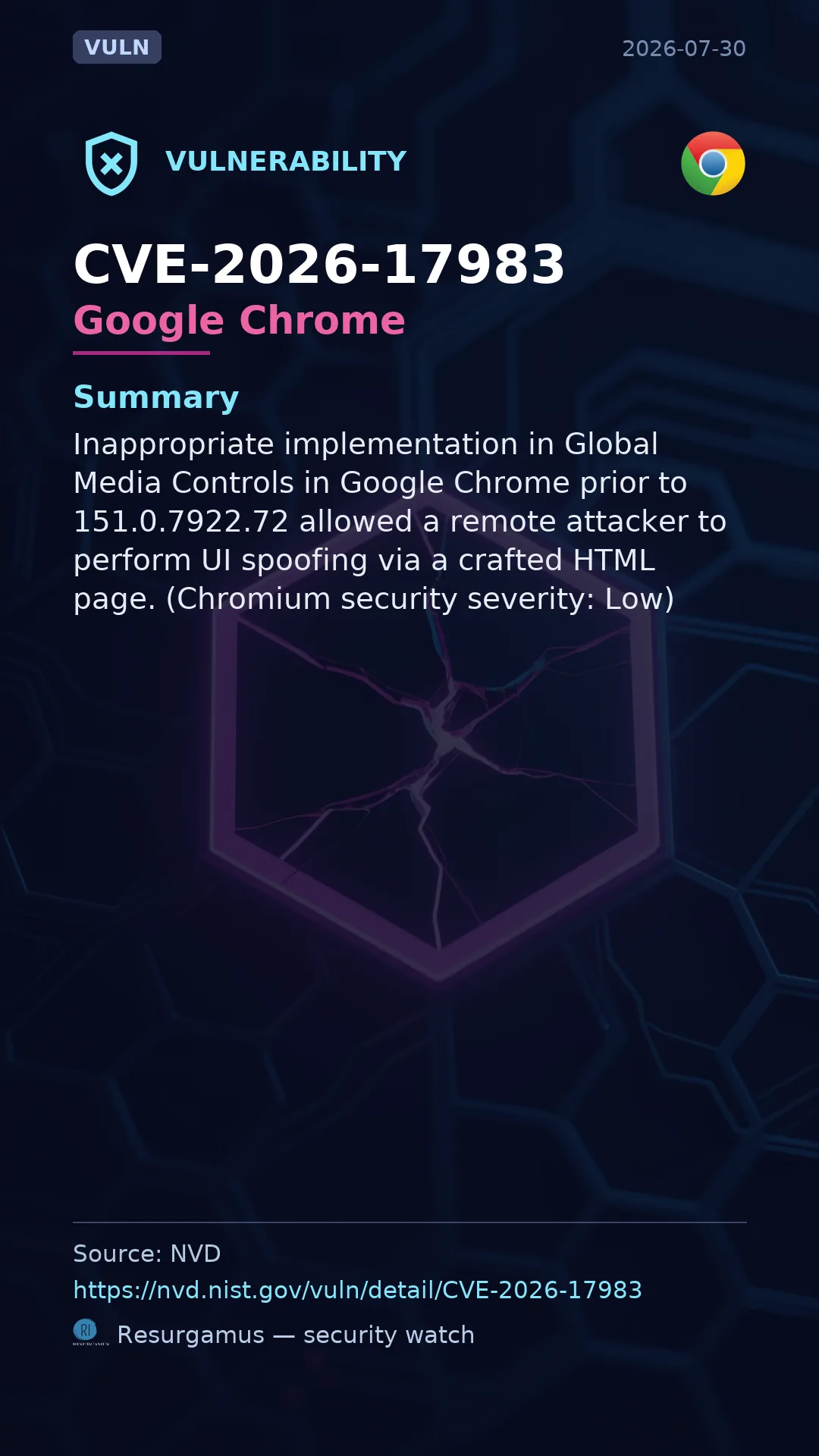 CVE-2026-17983 Google Chrome Vulnerability
