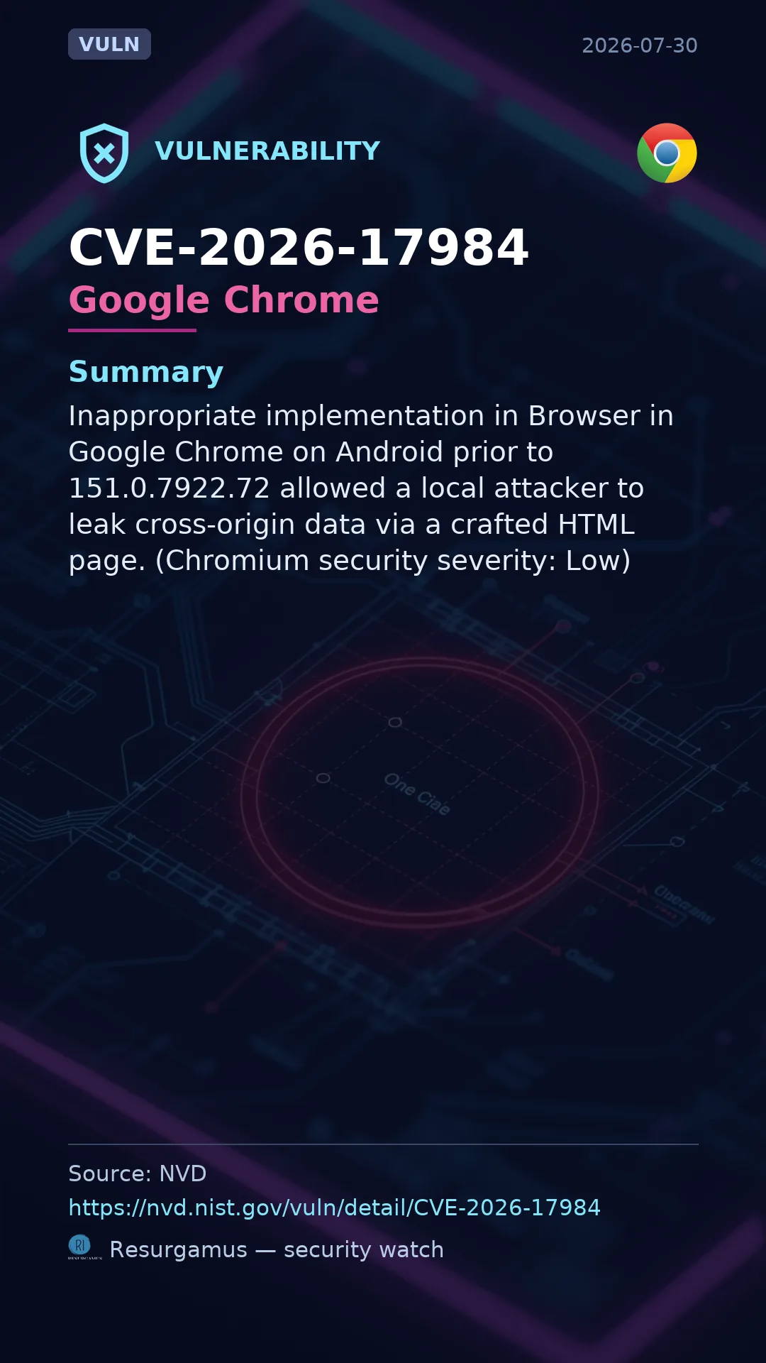 CVE-2026-17984 Google Chrome Vulnerability
