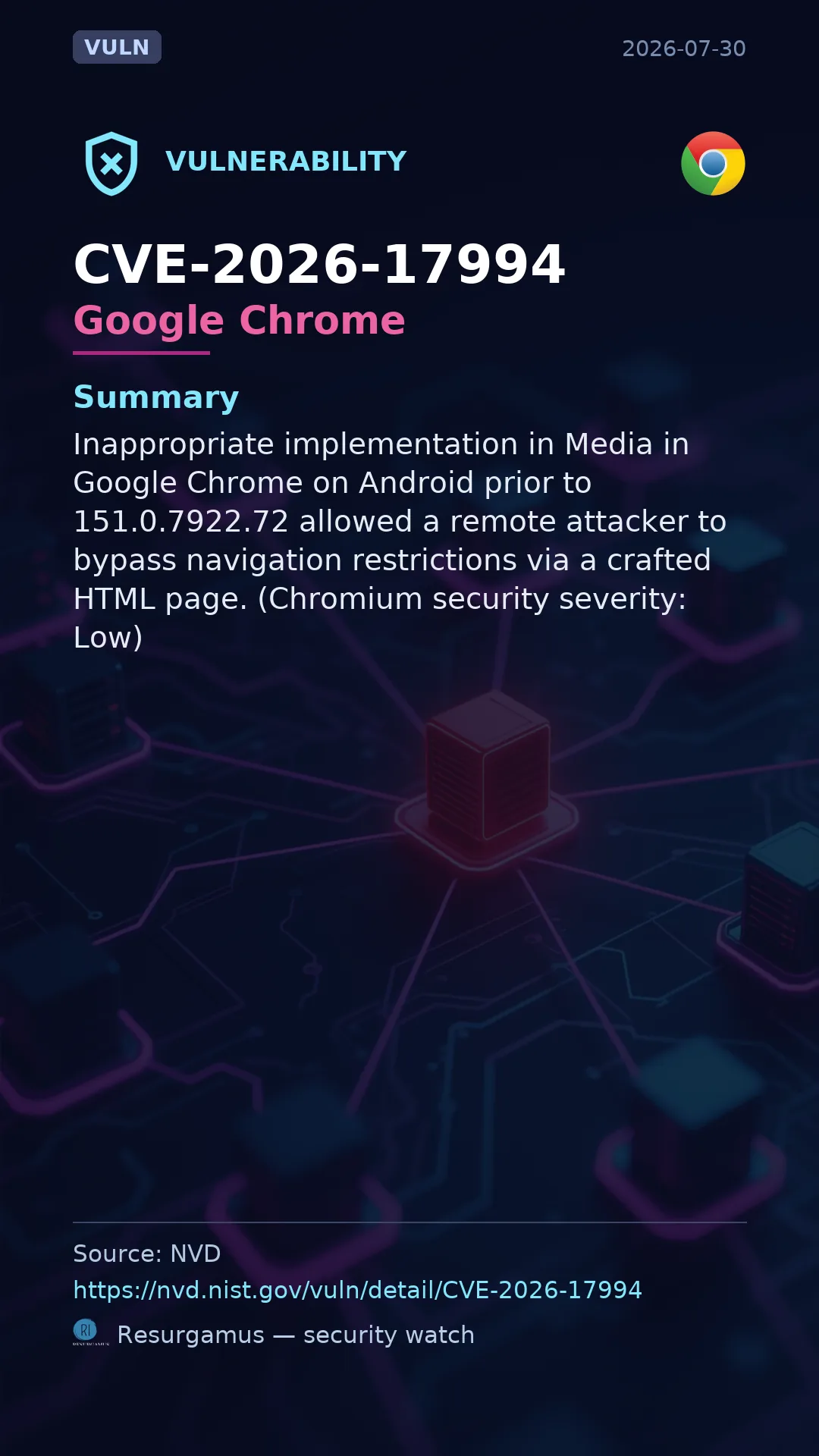 CVE-2026-17994 Google Chrome Vulnerability