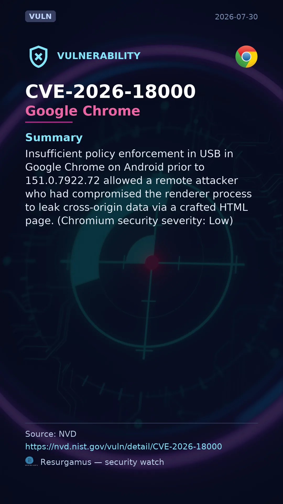 CVE-2026-18000 Google Chrome Vulnerability