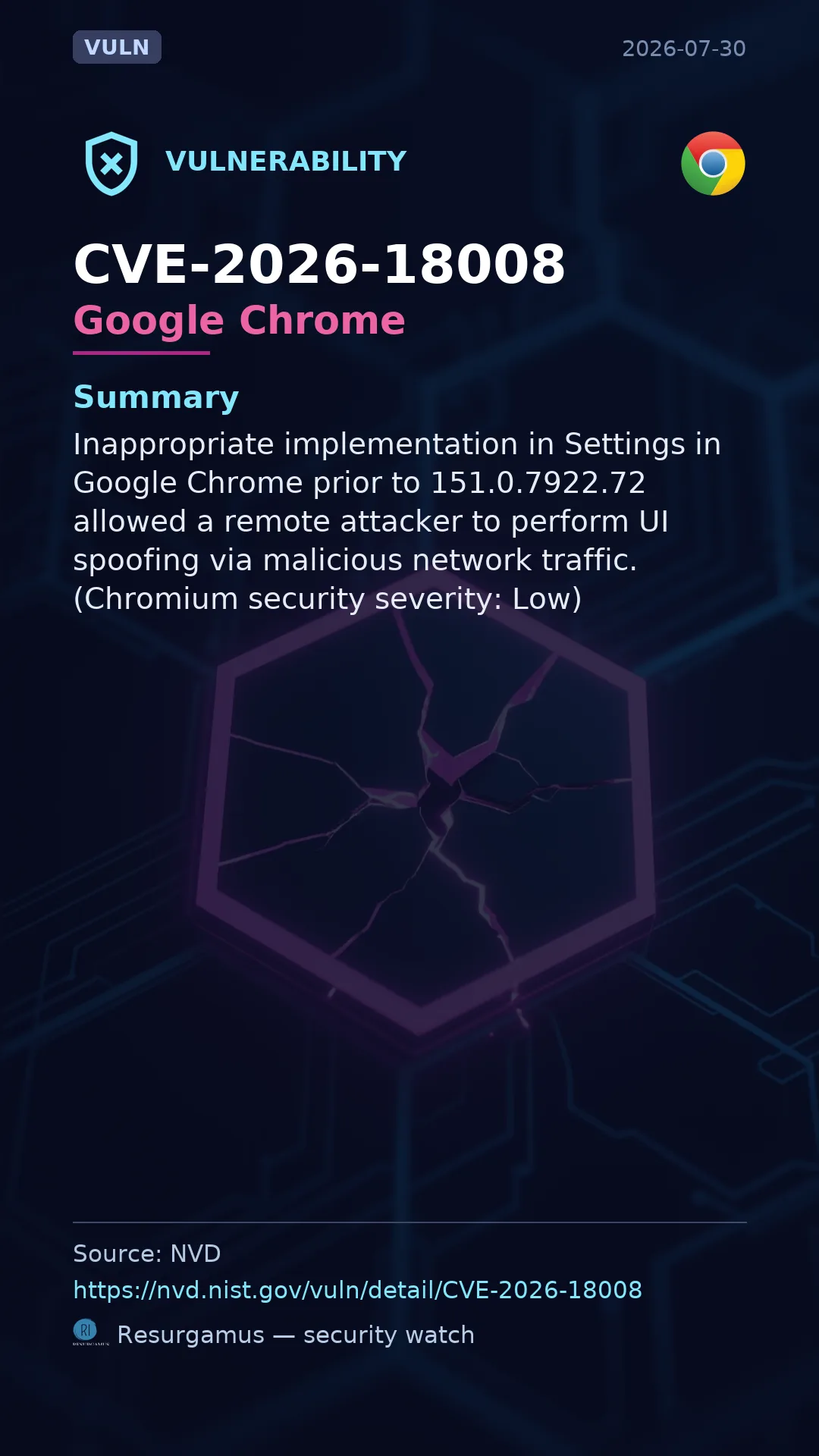 CVE-2026-18008 Google Chrome Vulnerability