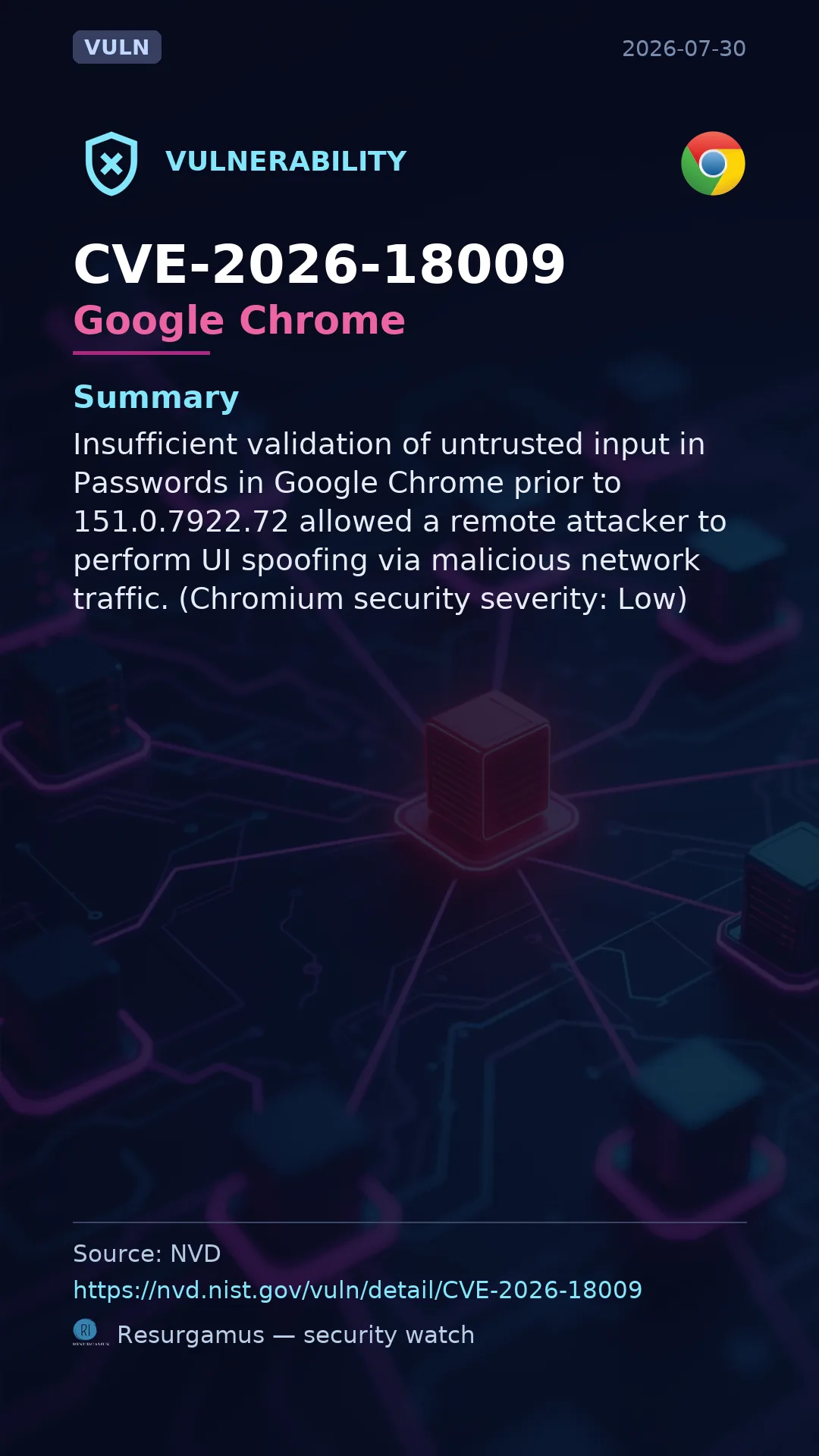 CVE-2026-18009 Google Chrome Vulnerability