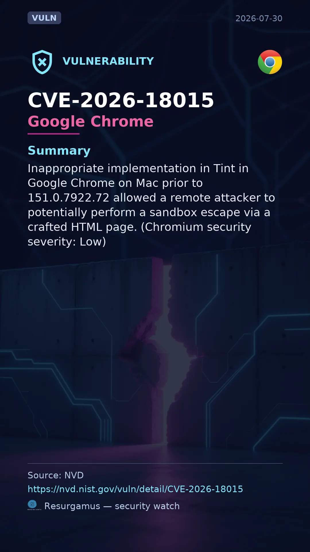 CVE-2026-18015 Google Chrome Vulnerability