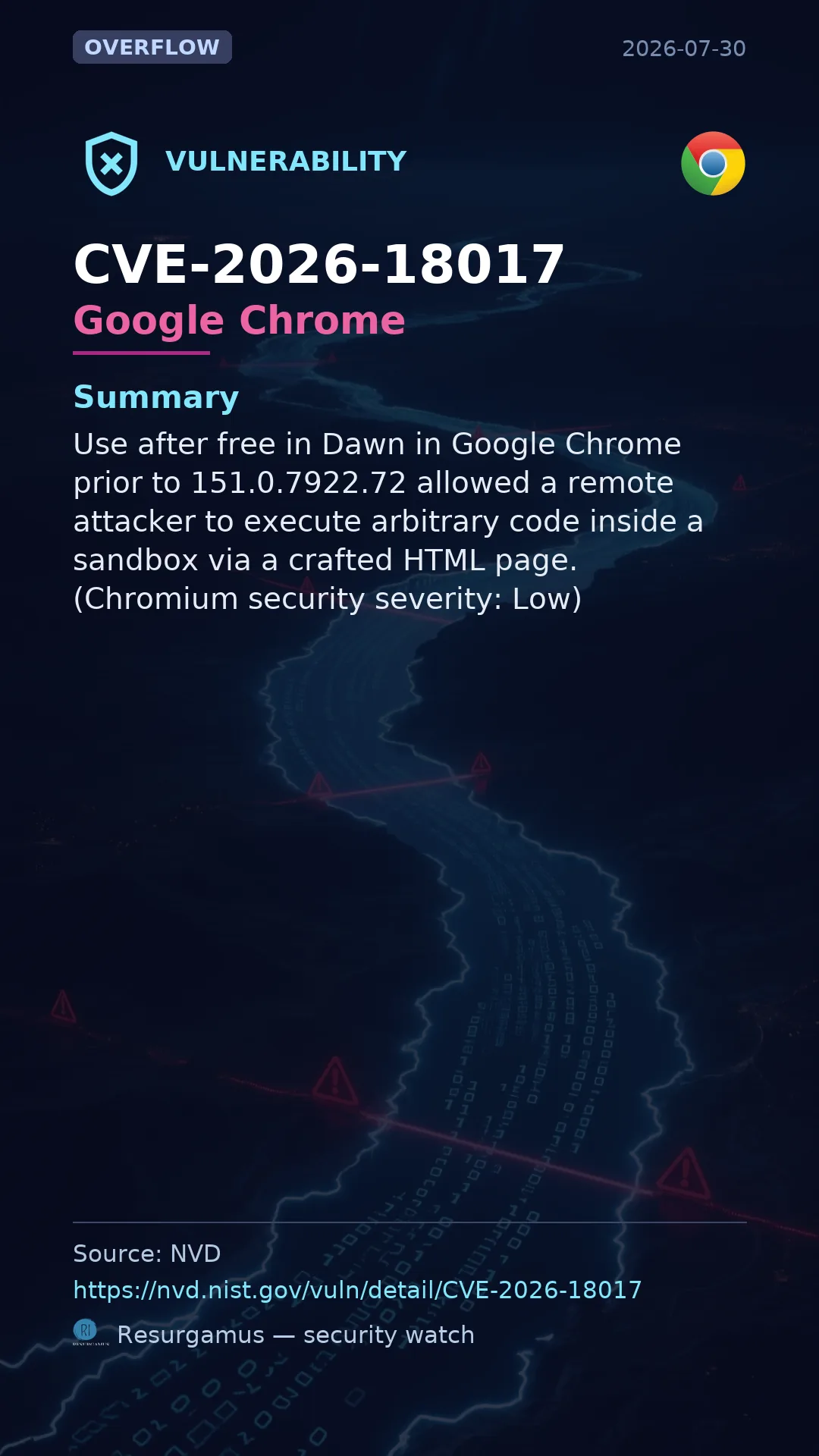 CVE-2026-18017 Google Chrome Vulnerability