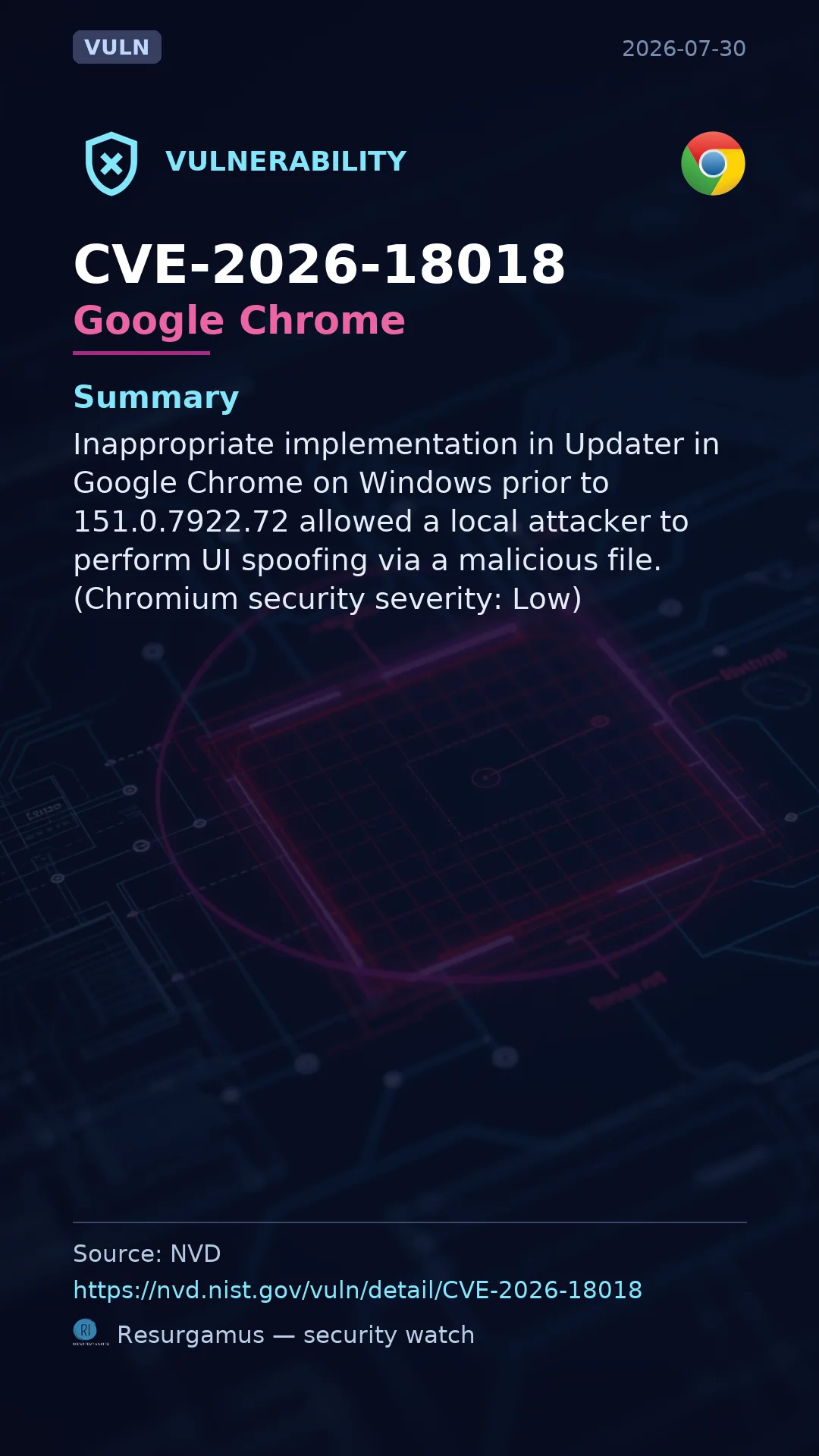 CVE-2026-18018 Google Chrome Vulnerability
