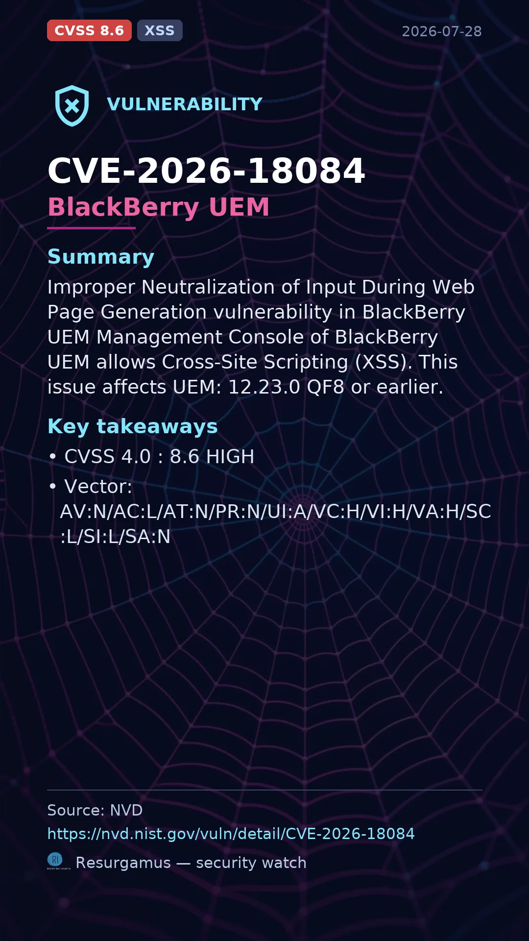 CVE-2026-18084 BlackBerry UEM Vulnerability