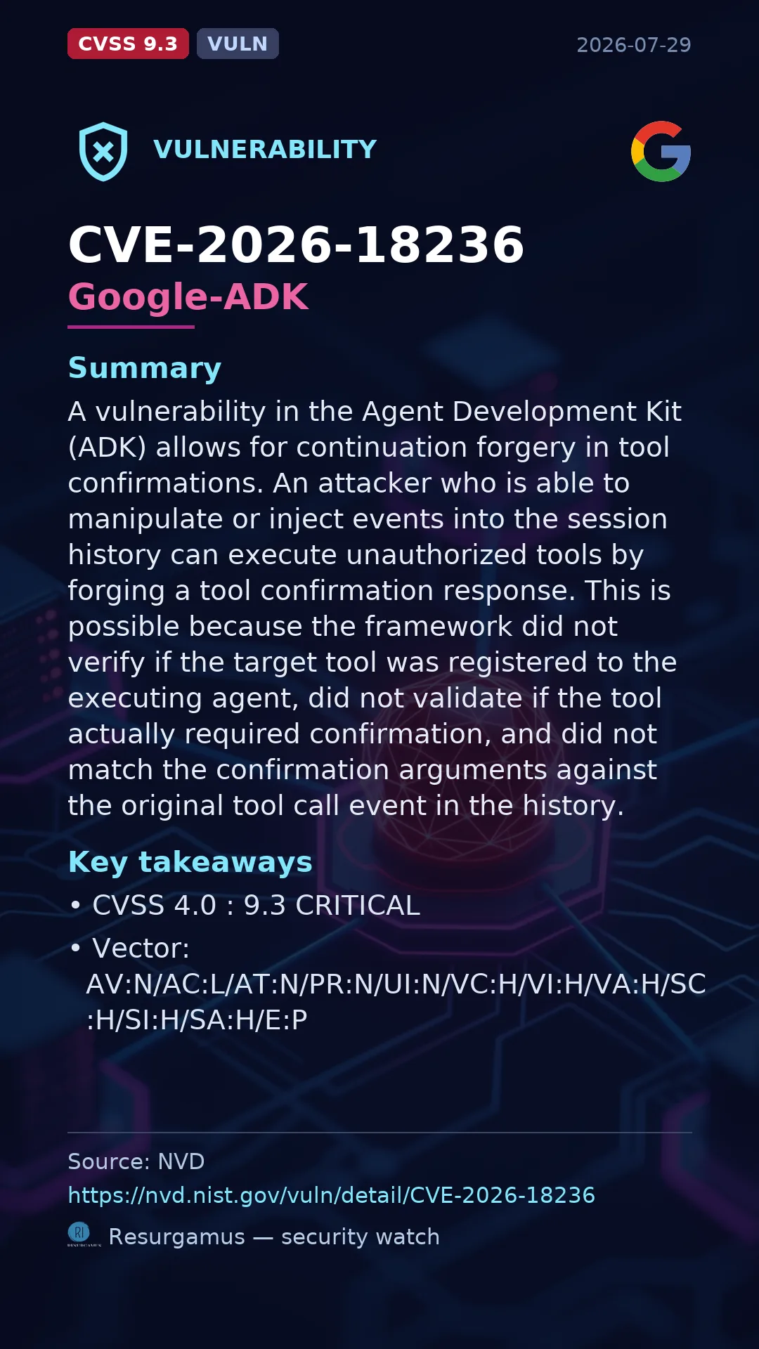 CVE-2026-18236 Google-ADK Vulnerability