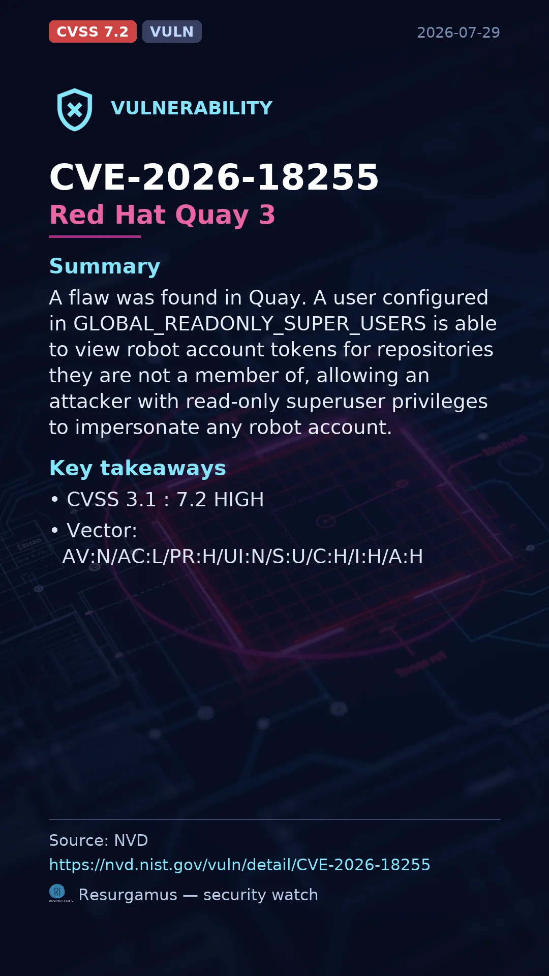 CVE-2026-18255 Red Hat Quay 3 Vulnerability