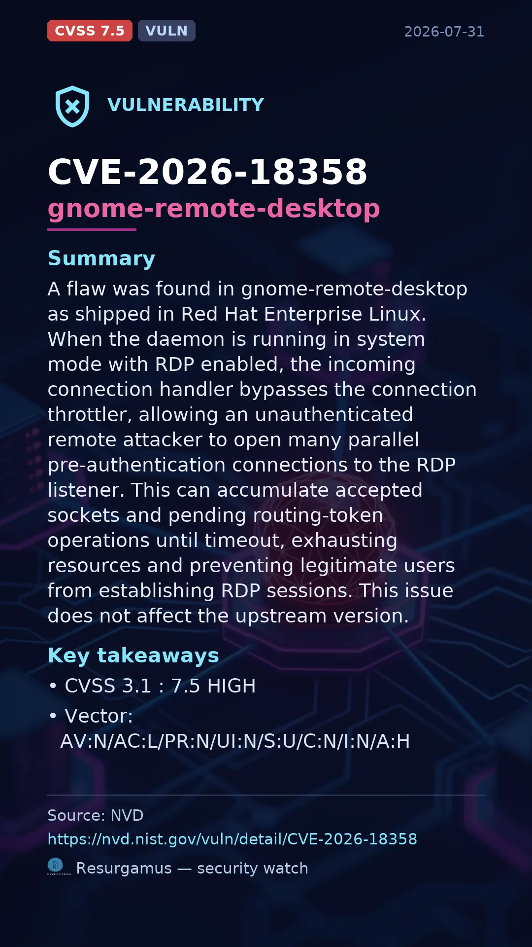 CVE-2026-18358 gnome-remote-desktop Vulnerability