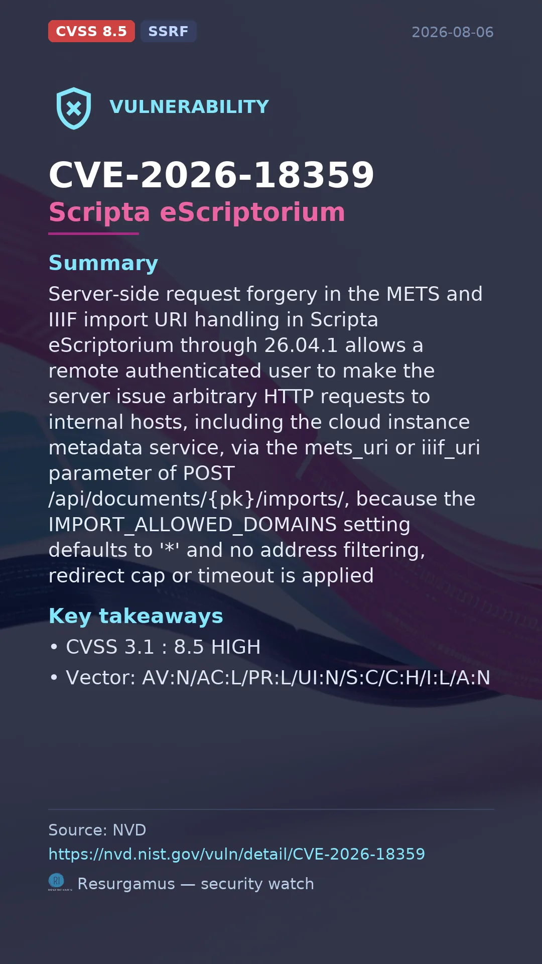 CVE-2026-18359 Scripta eScriptorium Vulnerability