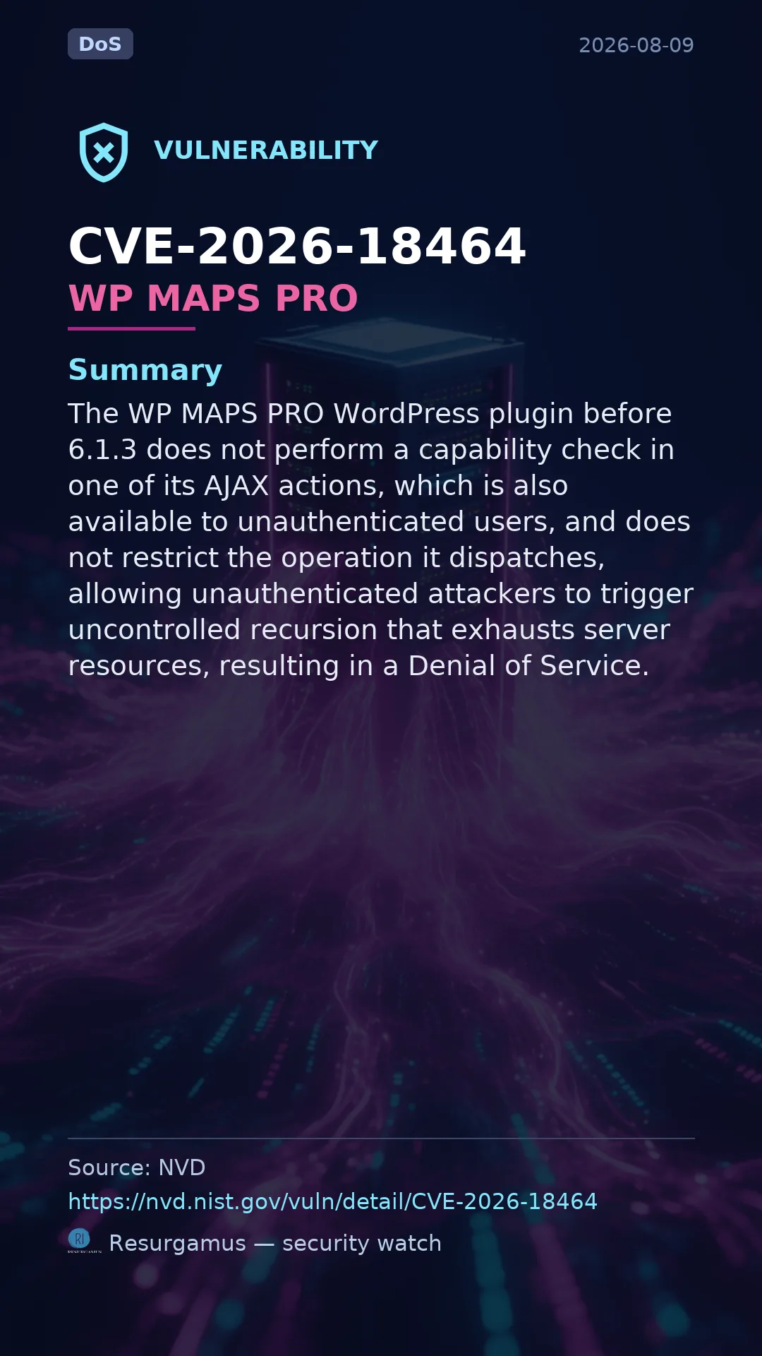 CVE-2026-18464 WP MAPS PRO Vulnerability