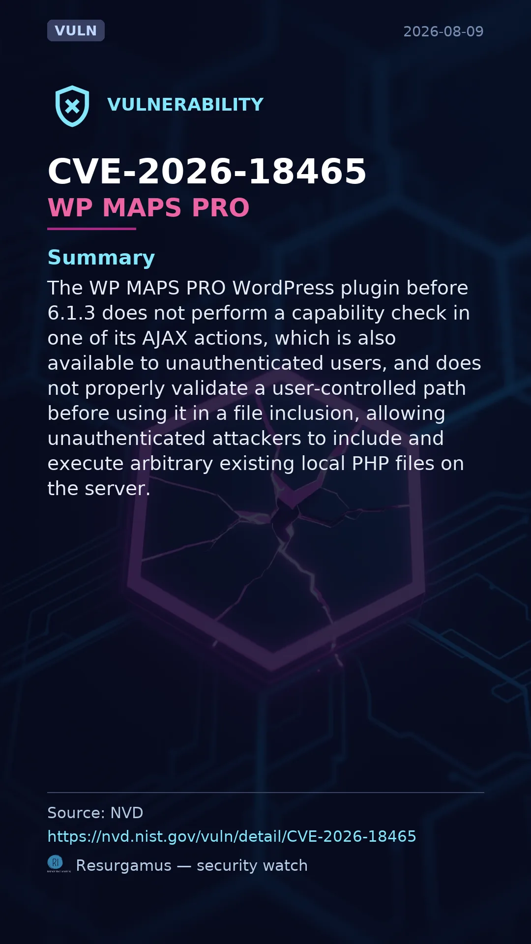 CVE-2026-18465 WP MAPS PRO Vulnerability