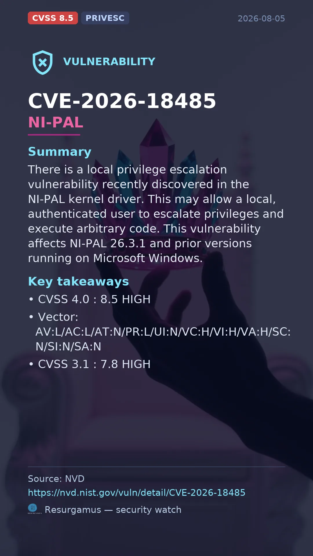 CVE-2026-18485 NI-PAL Vulnerability