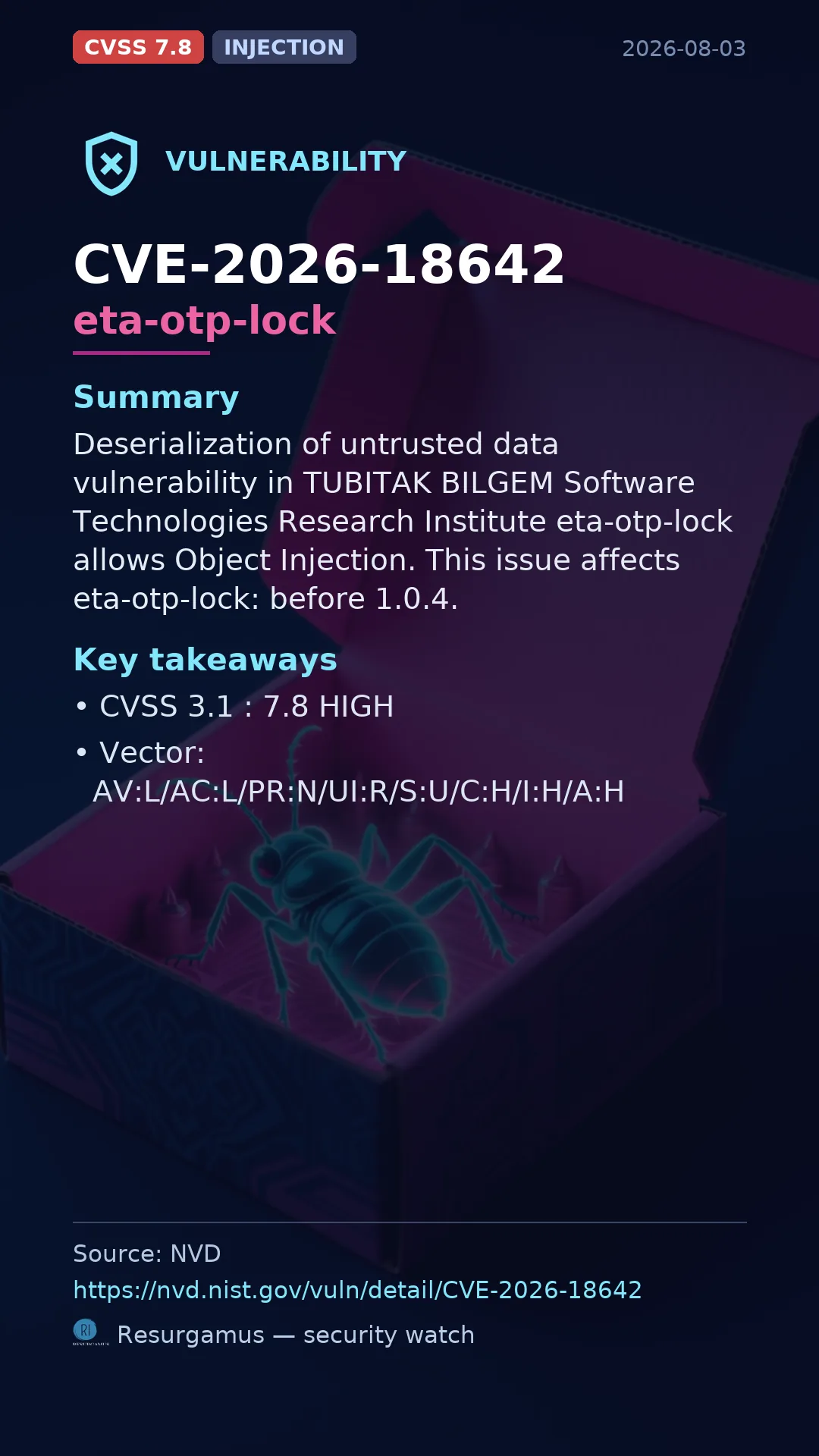 CVE-2026-18642 eta-otp-lock Vulnerability