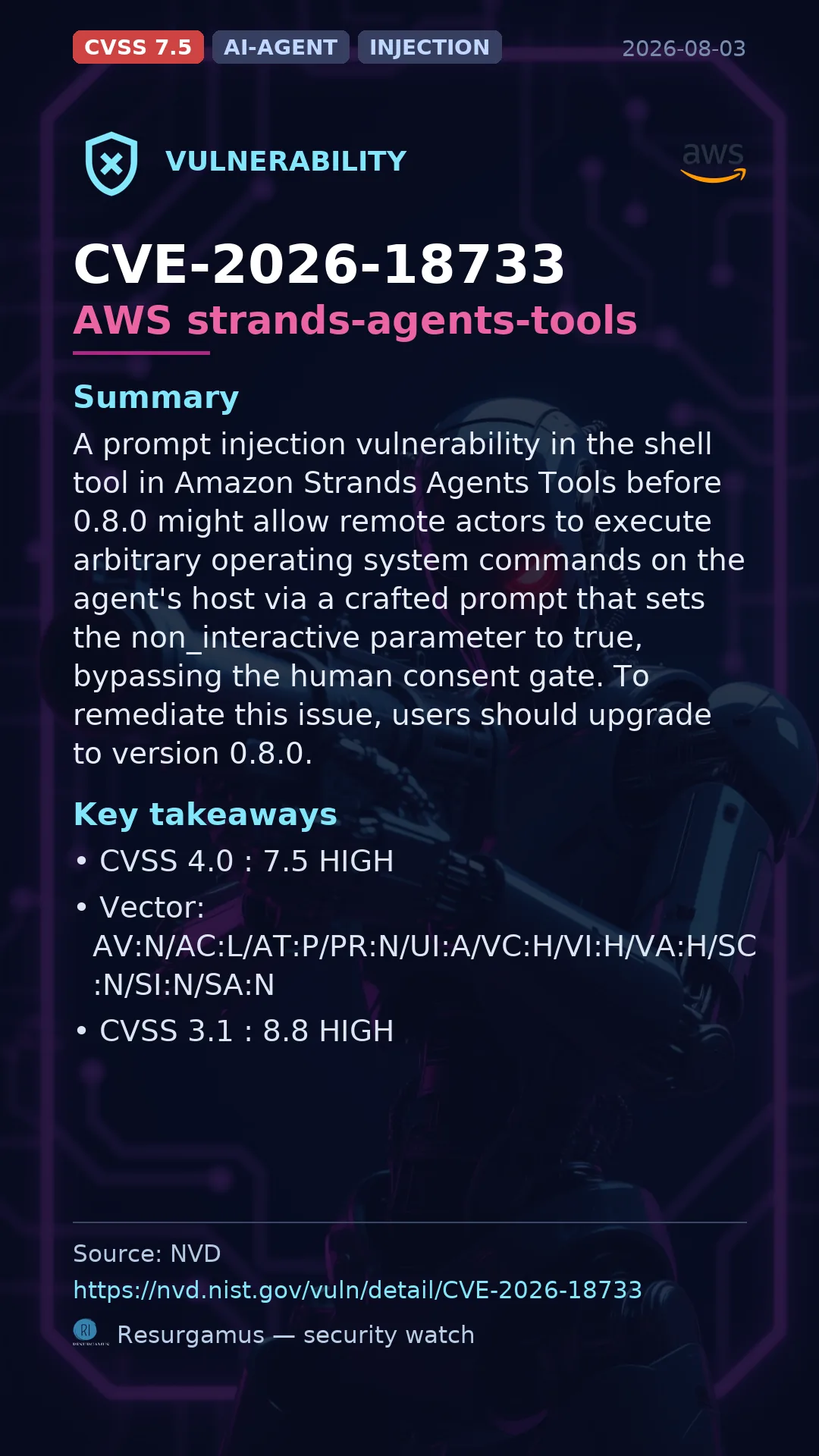 CVE-2026-18733 AWS strands-agents-tools Vulnerability