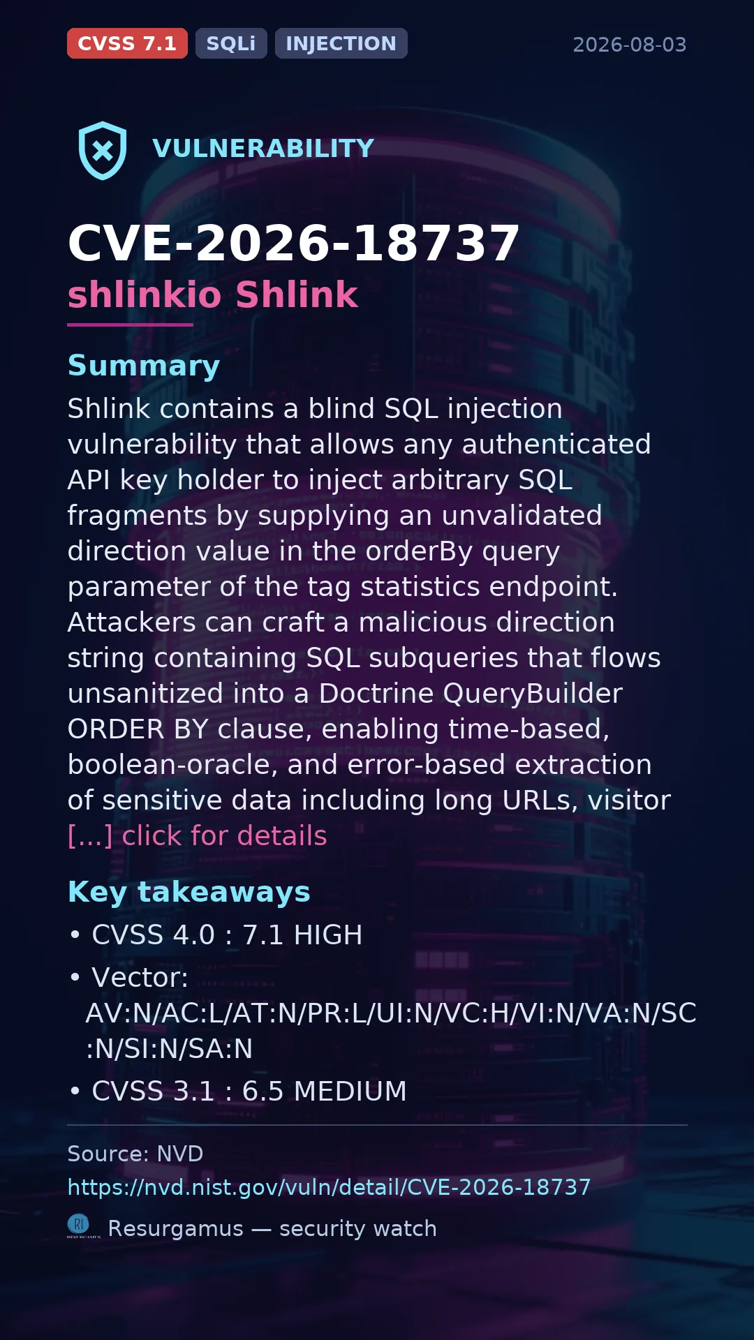 CVE-2026-18737 shlinkio Shlink Vulnerability