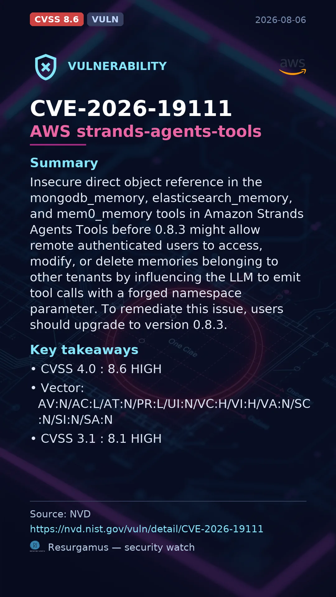 CVE-2026-19111 AWS strands-agents-tools Vulnerability
